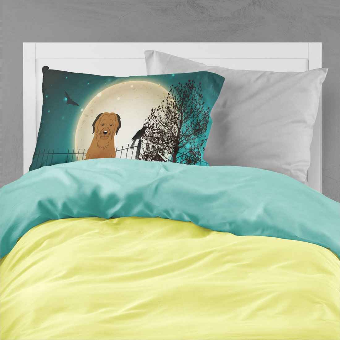 Caroline's Treasures BB2272PILLOWCASE Halloween Scary Briard Brown Fabric Standard Pillowcase, Standard, Multicolor