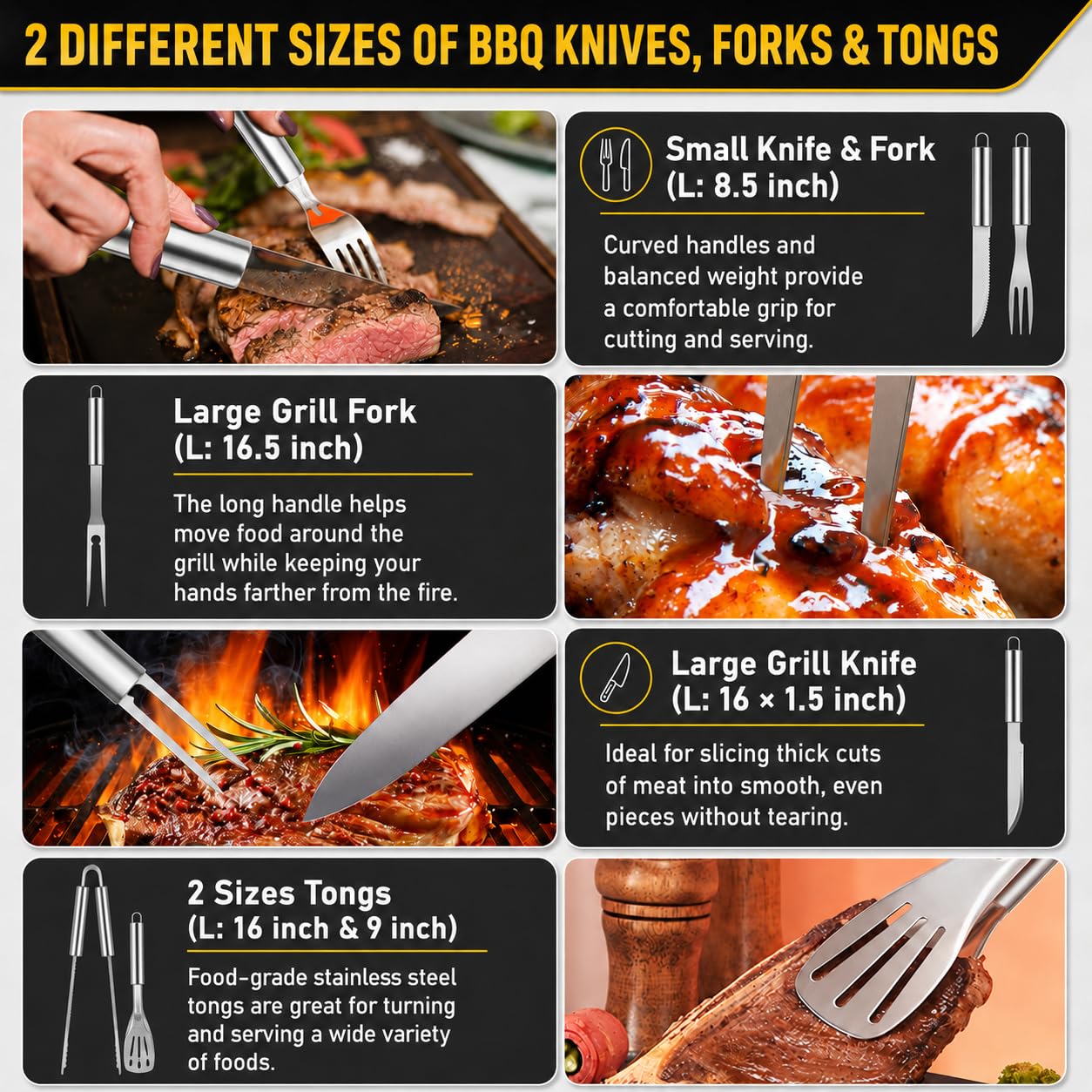 34Pcs BBQ Grill Accessories Tools Set, 16 Inches Stainless Steel Grilling Tools with Carry Bag, Thermometer, Grill Mats for Camping/Backyard Barbecue, Grill Tools Set for Men Women 🍁 All In One Marketplace Canada