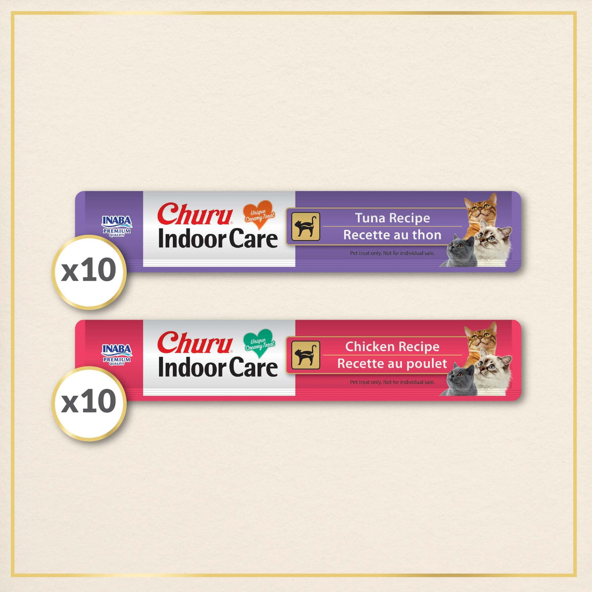 INABA Churu Indoor Care for Hairball Control, Functional Lickable Cat Treat with Taurine & Green Tea Extract, 14 Grams Each, 20 Tubes Total, Tuna & Chicken Variety 🍁 All In One Marketplace Canada