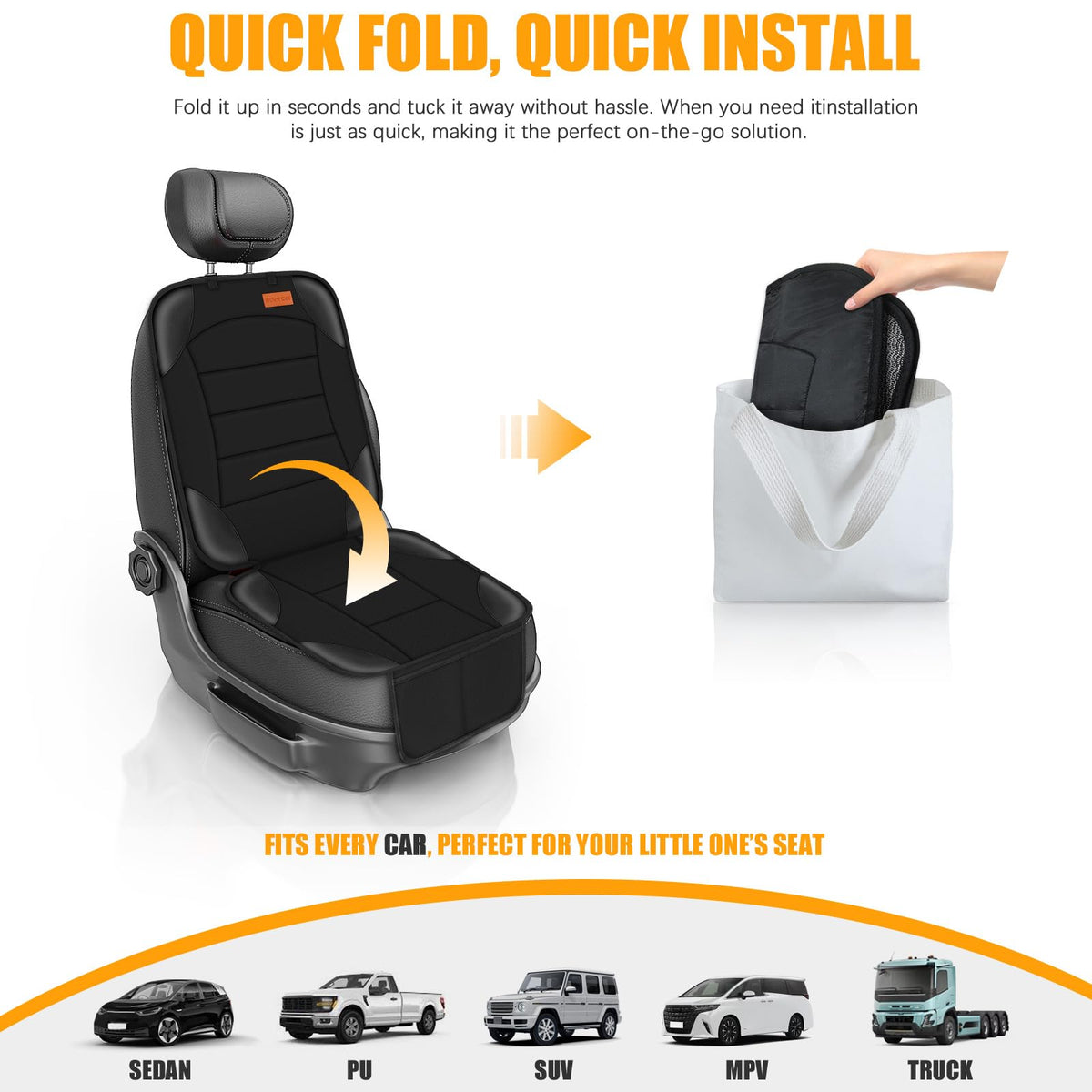 Car Seat Protector for Child Car Seat, Siivton Carseat Seat Protectors for Leather and Fabric Seats, with Mesh Pockets, Non-Slip Backing, Carseat Protectors for Vehicles (One Pack, Black) 🍁 All In One Marketplace Canada
