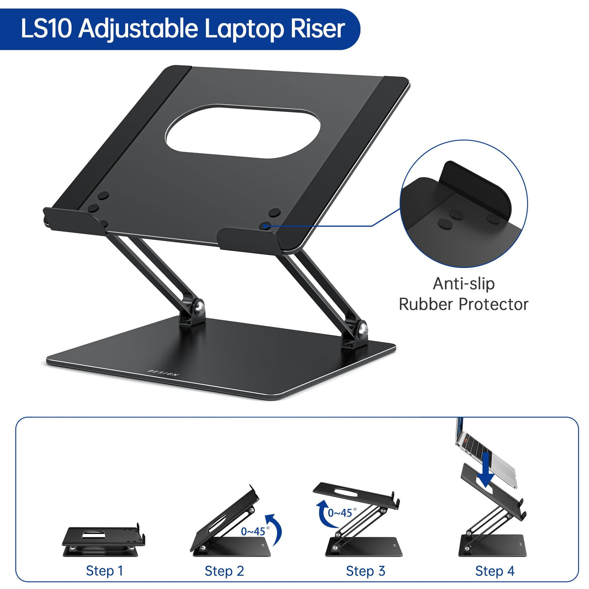 Besign LS10 Laptop Stand for Desk, Ergonomic Adjustable Notebook Tablet Stand, Riser Holder Computer Stand Compatible with Air, Pro, Dell, HP, Lenovo More 10-14" Laptops, Lapdesks (Black) 🍁 All In One Marketplace Canada