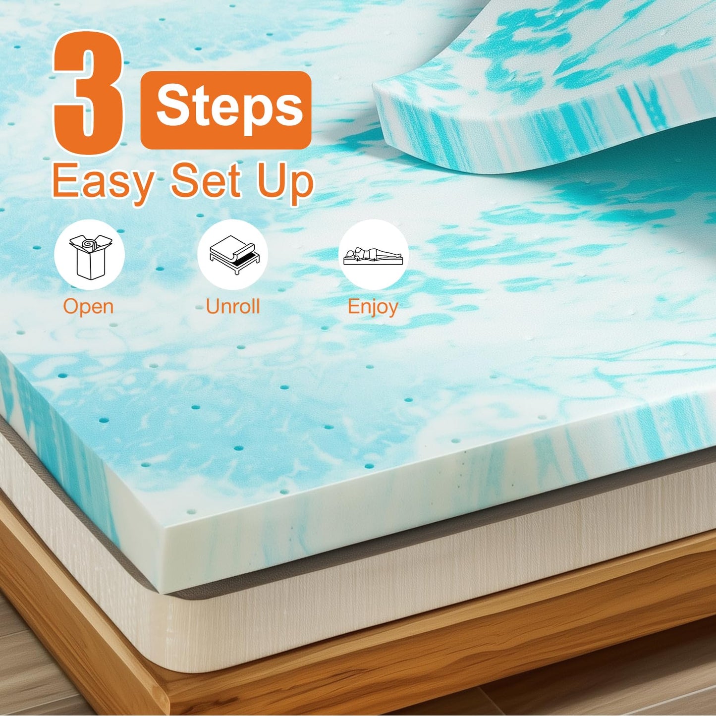Sweetcrispy 3 Inch Twin XL Memory Foam Mattress Topper, Blue 🍁 All In One Marketplace Canada