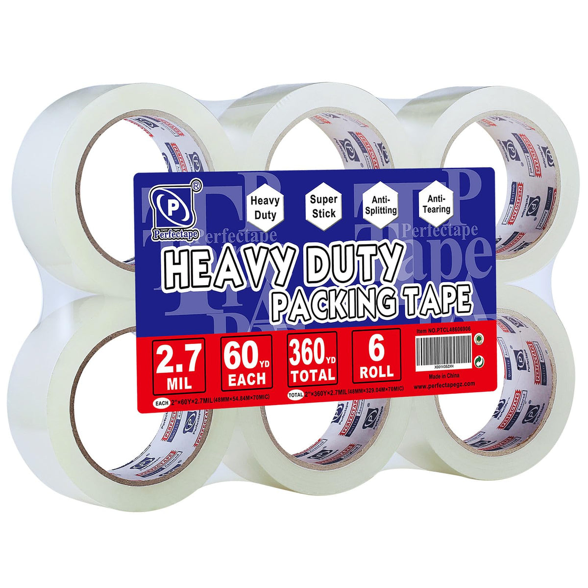 PERFECTAPE Heavy Duty Packing Tape 6 Rolls, Total 360Y, Clear, 2.7 mil, 1.88 inch x 60 Yards, Ultra Strong, Refill for Packaging and Shipping 🍁 All In One Marketplace Canada