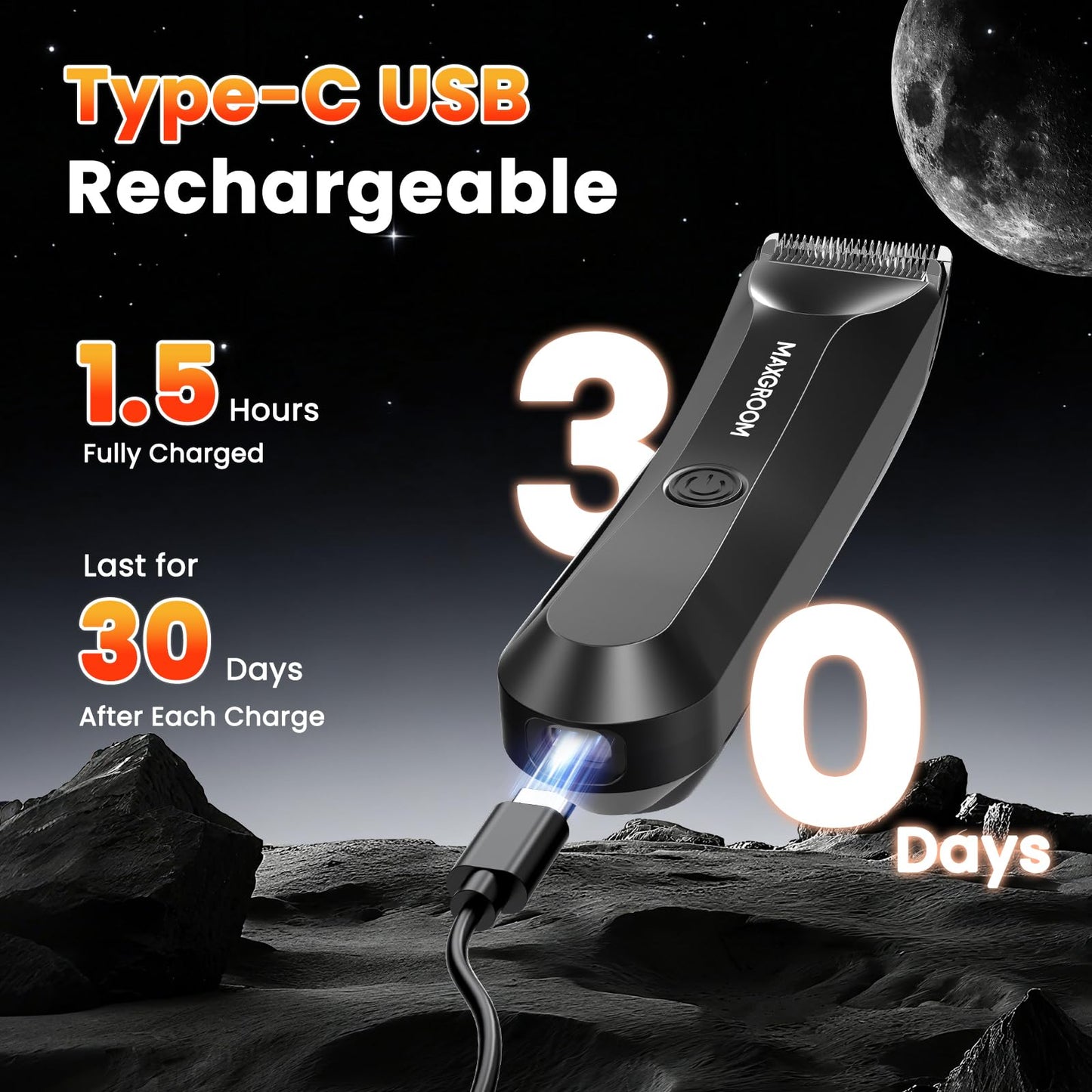 MAXGROOM Manscape Body Hair Trimmer for Men, Waterproof Pubic Hair Trimmer, Electric Razor Men with LED Light, 3mm & 6mm Guide Comb and Travel Pouch 🍁 All In One Marketplace Canada