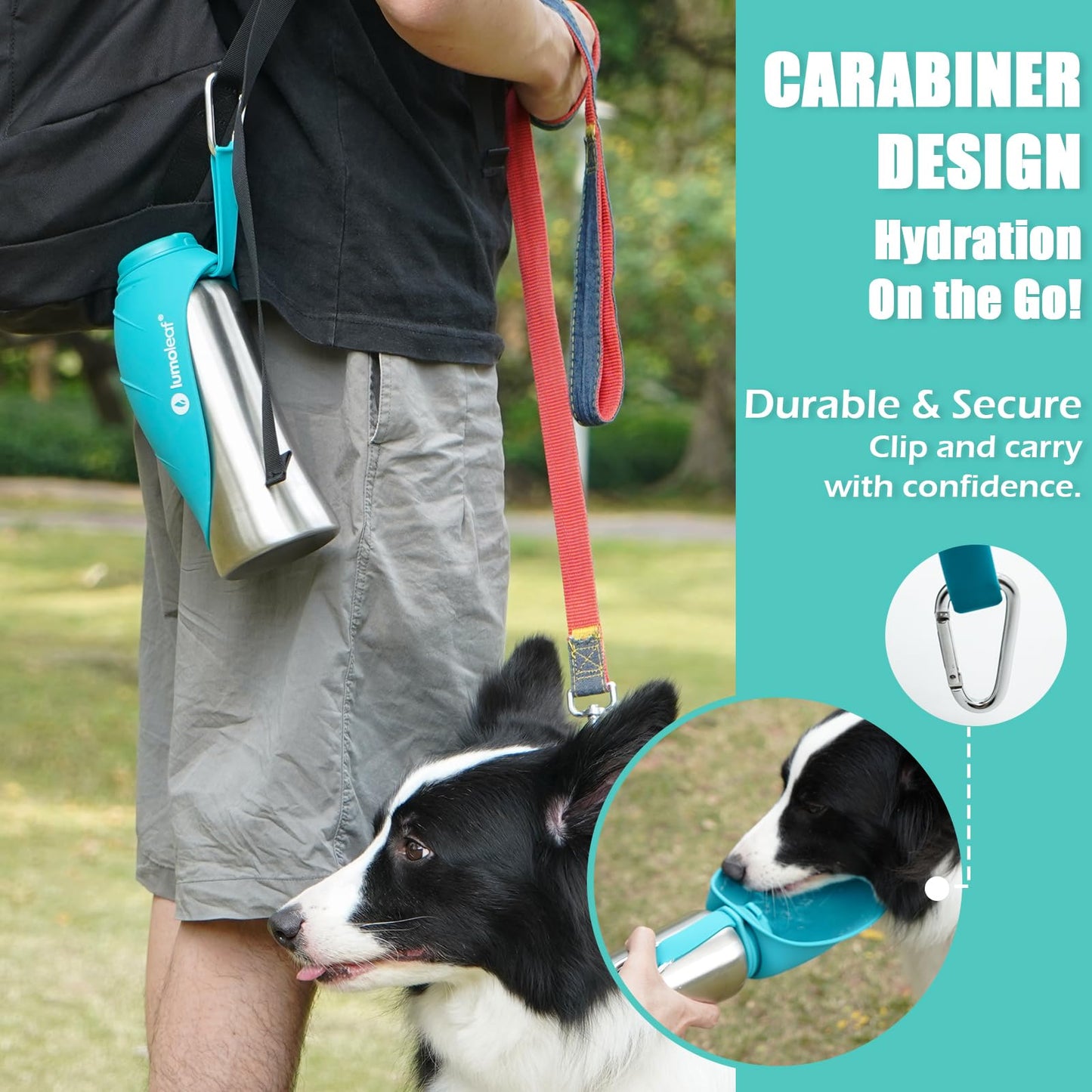 LumoLeaf Portable Dog Water Bottle 800 ml, Stainless Steel Pet Travel Water Bottle Dispenser for Walking, Hiking and Outdoor, Portable Water Bowl for Large Dogs (Blue) 🍁 All In One Marketplace Canada