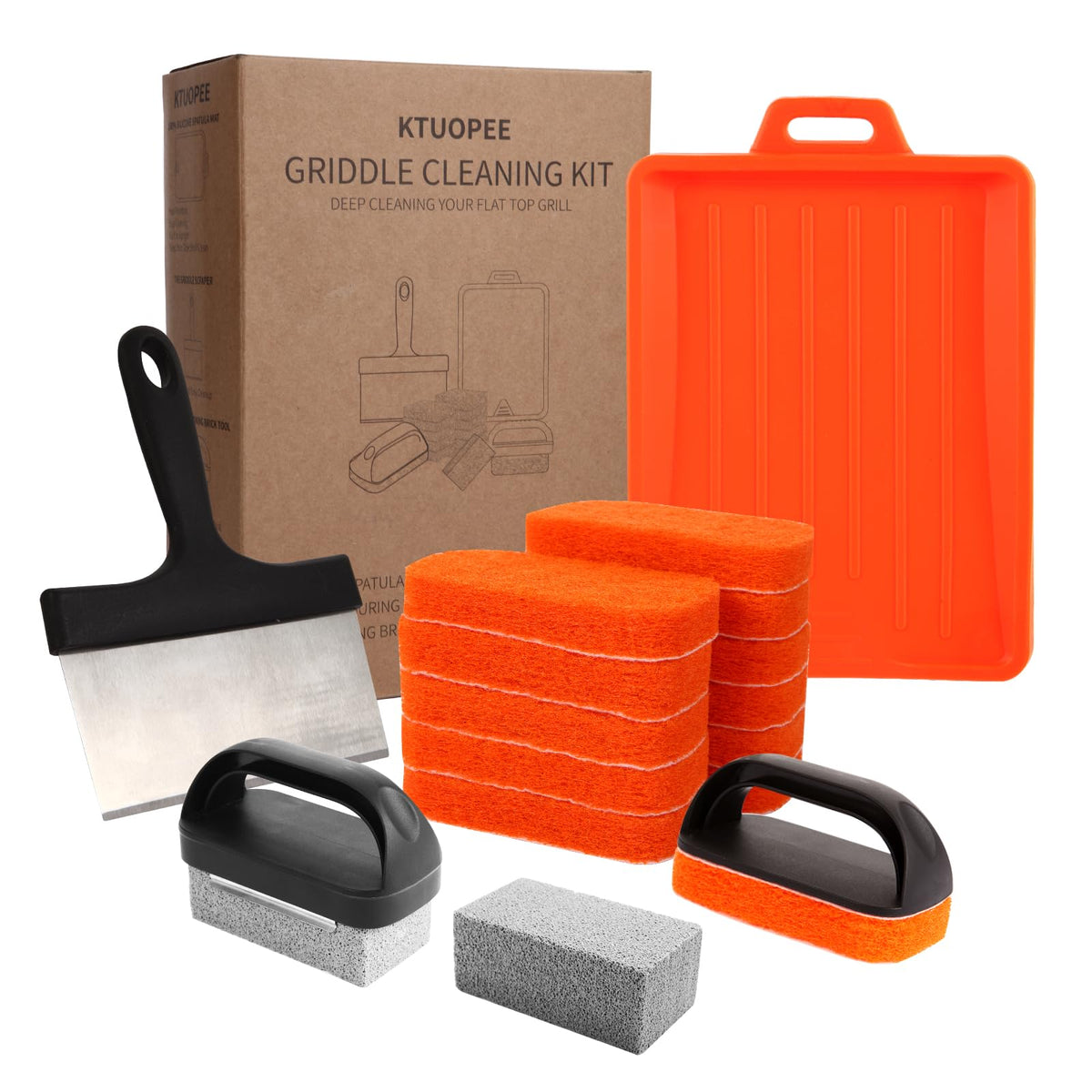 Upgraded Griddle Cleaning Kit for Blackstone 18 Pieces Flat Top Grill Accessories Cleaner Tool Set with Scraper, Heat-Resistant Silicone Spatula Mat with Hanger, Grill Brick, Scouring Pads 🍁 All In One Marketplace Canada