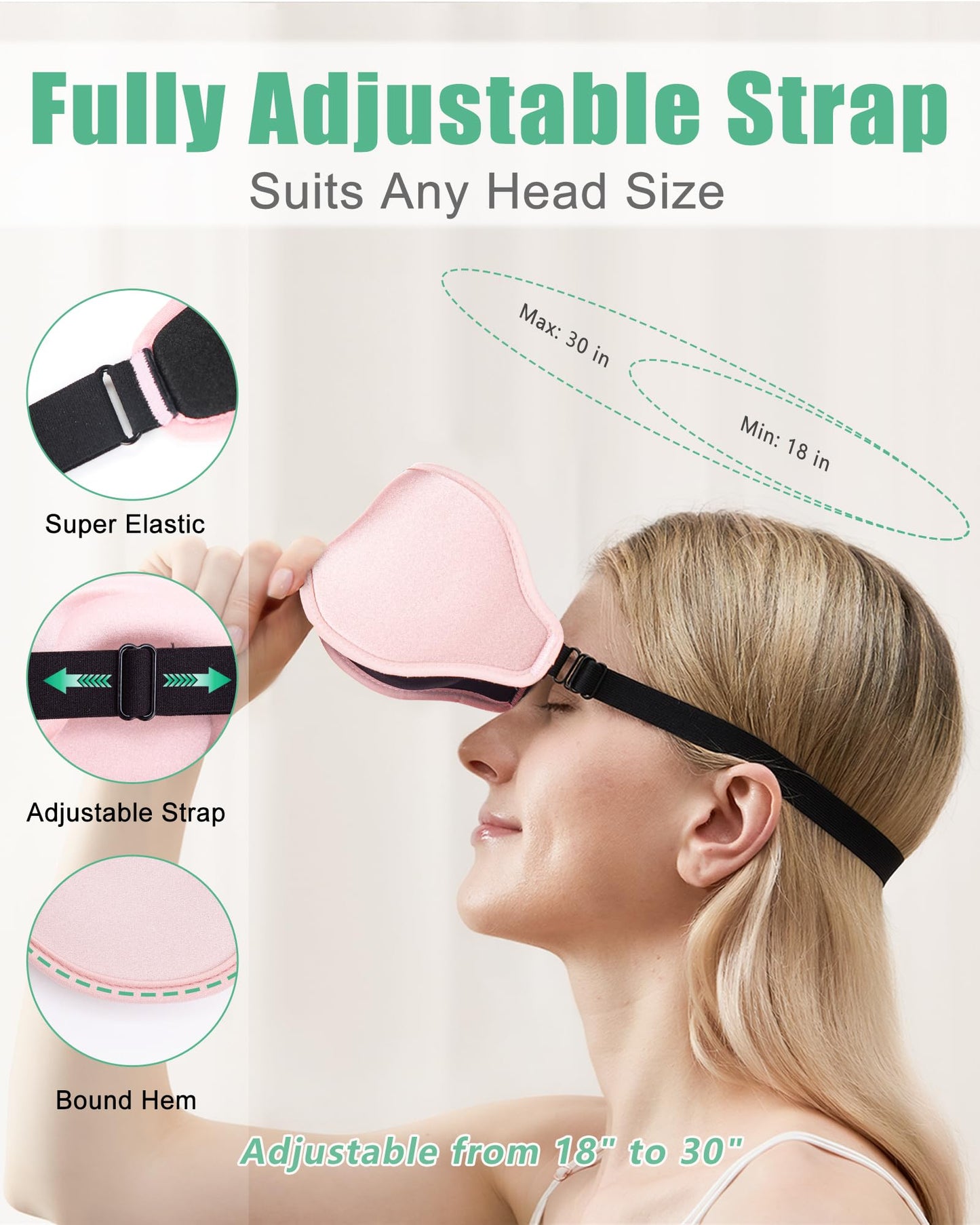 100% Blackout Sleep Mask for Women Men, 2 Packs 3D Contoured Eye Mask for Sleeping with Adjustable Strap, BeeVines Eye Mask for Eyelash Extensions Sleep Mask Blindfold, Soft Breathable Eye Shade Cover for Travel Yoga (Black & Pink)