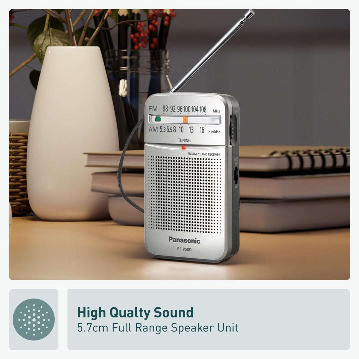 Panasonic RF-P50 Pocket AM/FM Radio, Silver, Without Headphone (RFP50) 🍁 All In One Marketplace Canada