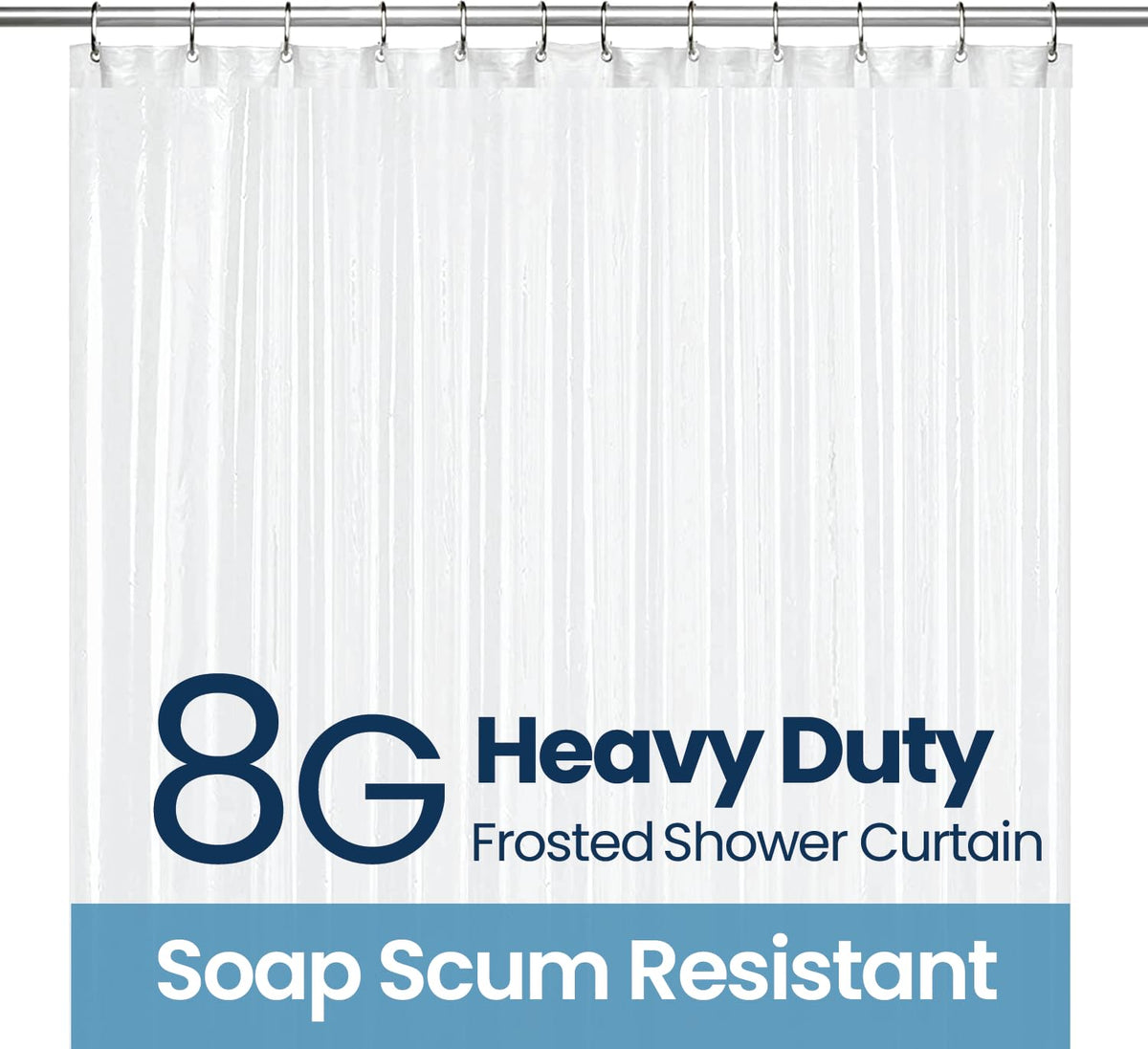 LiBa PEVA 8G Bathroom Shower Curtain Liner, 72" W x 72" H, Frosted, 8G Heavy Duty Waterproof Shower Curtain Liner 🍁 All In One Marketplace Canada
