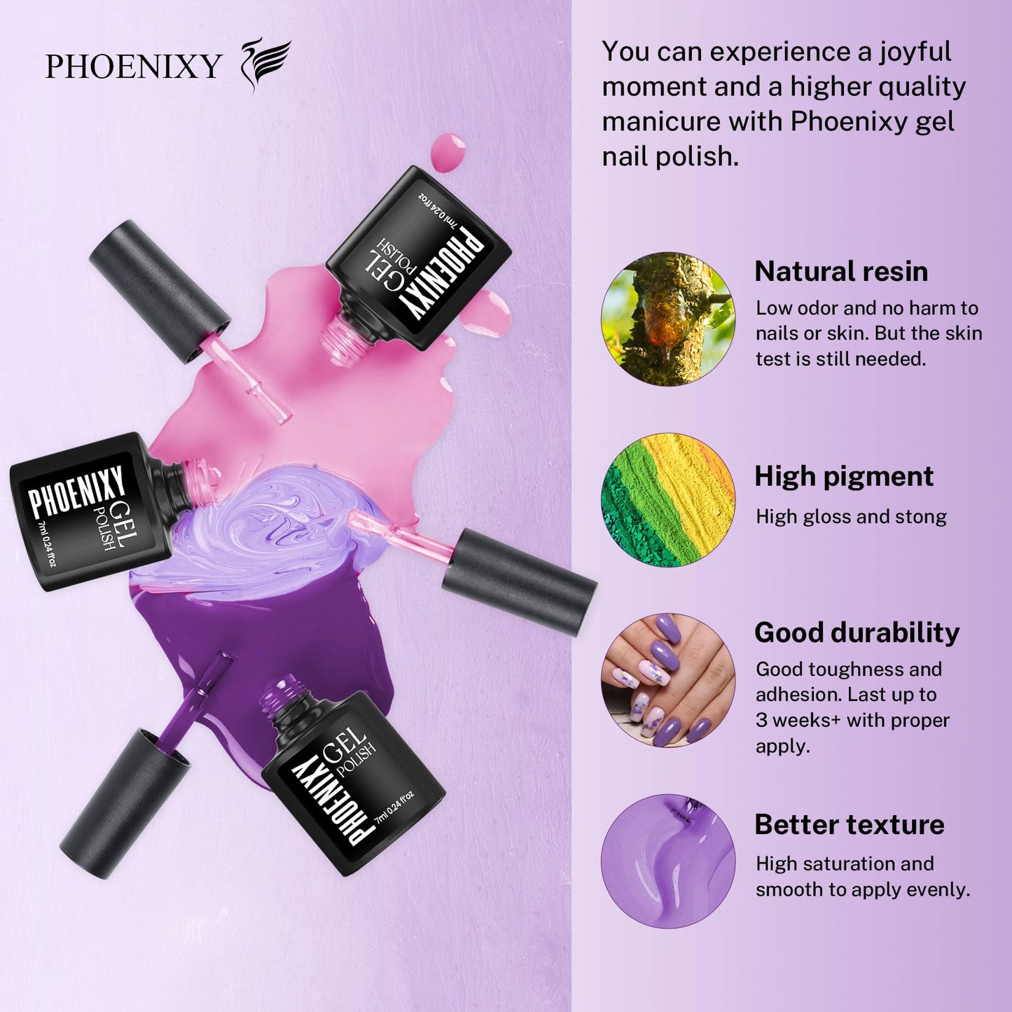 phoenixy 24 PCS Gel Nail Polish Kit, 21 Colors U V Gel Nail Polish Set with Base Glossy Matte Top Coat Spring Black Gray Red Nail Kit Gifts for Women 🍁 All In One Marketplace Canada