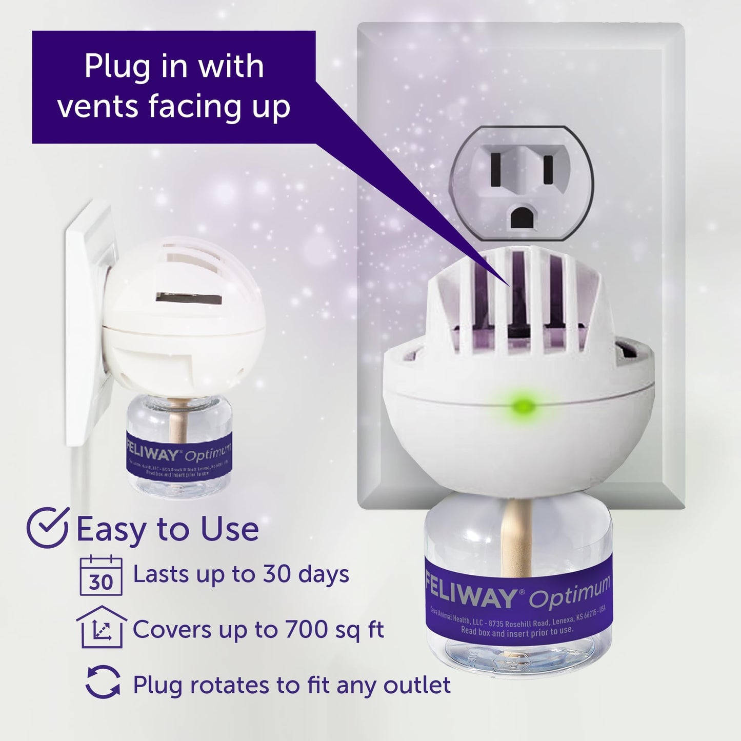 FELIWAY Optimum Diffuser Refill, Promotes Calmness AND Harmony in Cats & Kittens, VHP Registered NN.P5V2, includes 1 Refill, Lasts 30 Days, Cat Calming Pheromones, 48ml 🍁 All In One Marketplace Canada