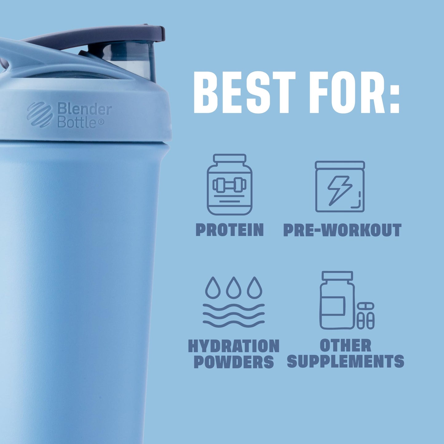 BlenderBottle Strada Sleek Shaker Cup Insulated Stainless Steel Water Bottle with Wire Whisk, 25-Ounce, Dusty Blue 🍁 All In One Marketplace Canada