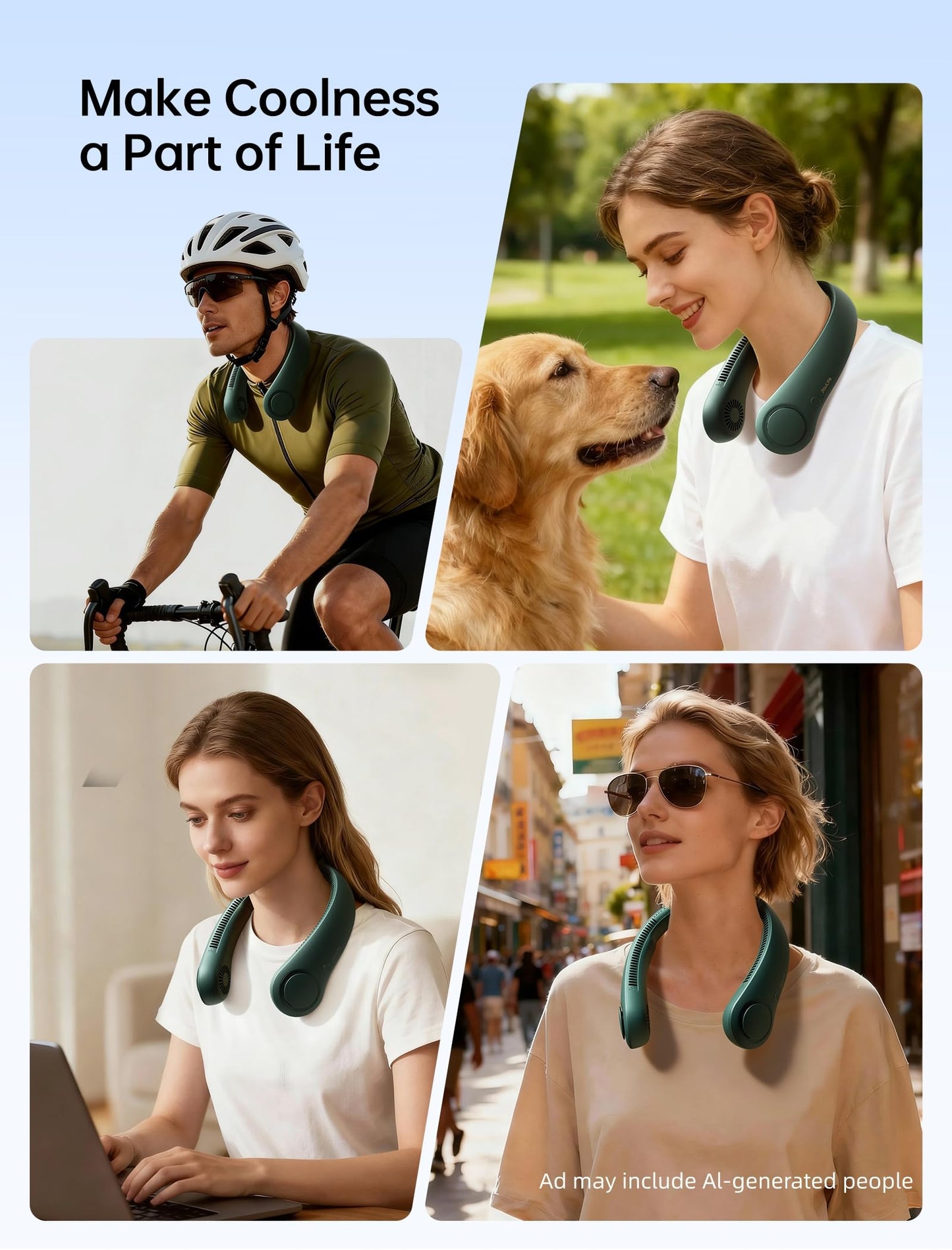 JISULIFE Portable Neck Fan, Hands Free Bladeless Hanging Sport Fan, 4000 mAh Battery Operated Wearable Personal Fan, Leafless, Rechargeable, Headphone Design, USB Powered Desk Fan, 5 Speeds - Grey 🍁 All In One Marketplace Canada