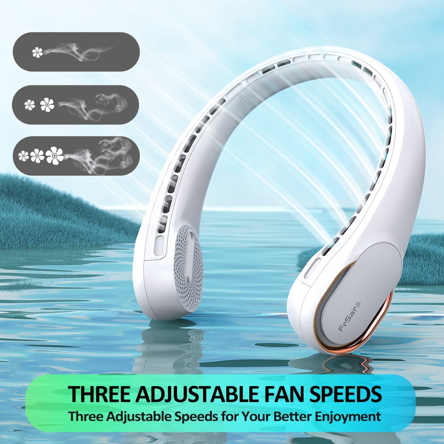 Neck Fan, Neck Fans Portable Rechargeable, Upgrade 360° Air Outlet, Super Quiet, 3 Speeds, 4000mAh Personal Bladeless Wearable Fan for Indoor Outdoor Travel-White 🍁 All In One Marketplace Canada