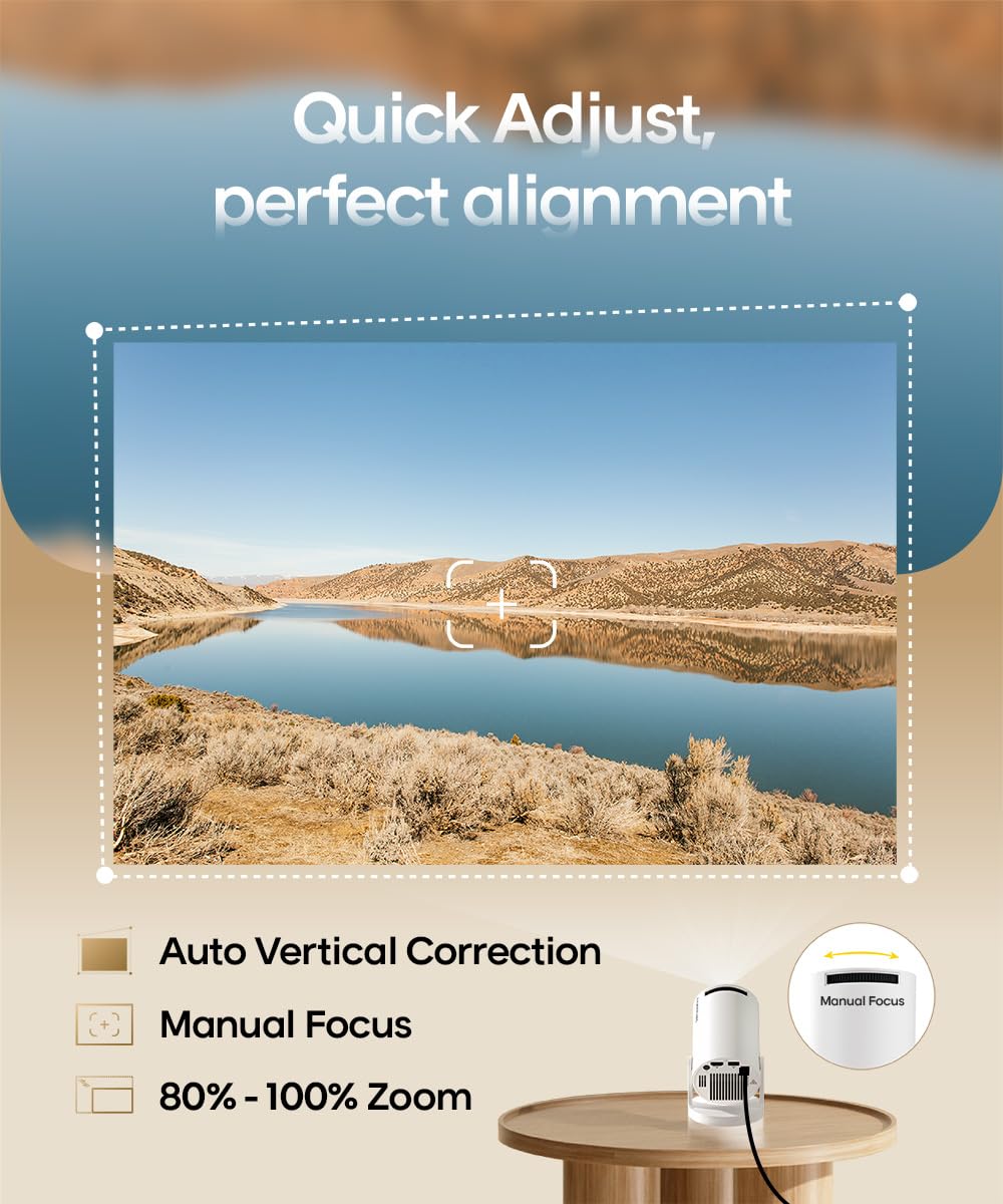 Magcubic Projector with WiFi 6 and Bluetooth 5.4, Mini Portable Projecteur with Auto Keystone, 4K Support, 200 ANSI, 180 Degree Rotation, Built-in Apps, Smart Projector for Outdoor Movie Bedroom 🍁 All In One Marketplace Canada