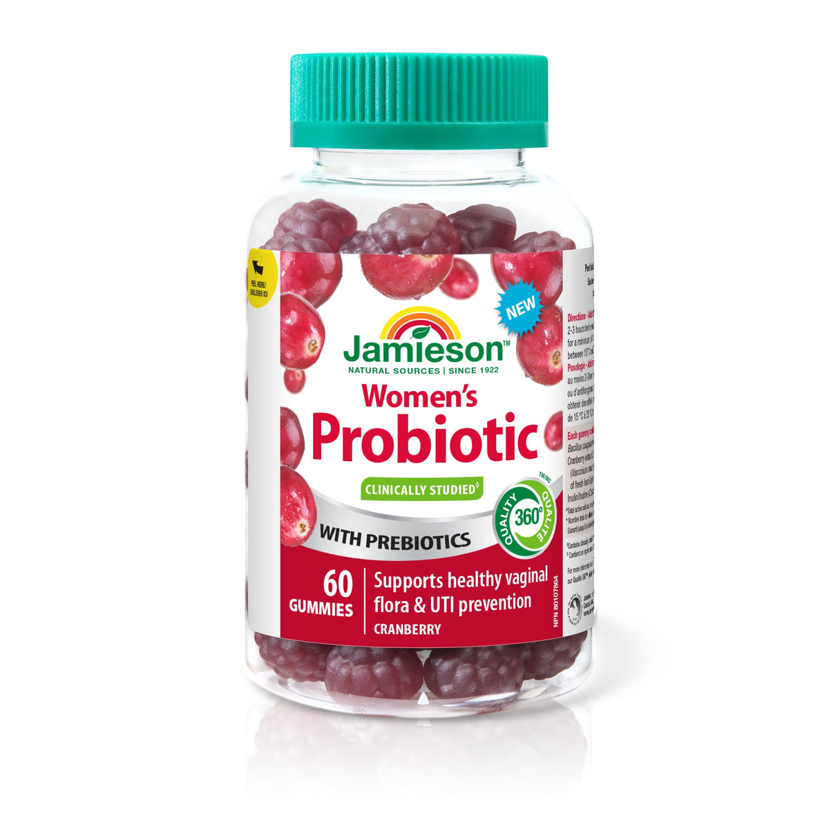 Jamieson Women's Probiotic Gummy with Cranberry and Prebiotics, 60 Gummies. Supports a Healthy Vaginal Flora and Digestive Health, Protects against UTIs. Cranberry Flavoured 🍁 All In One Marketplace Canada
