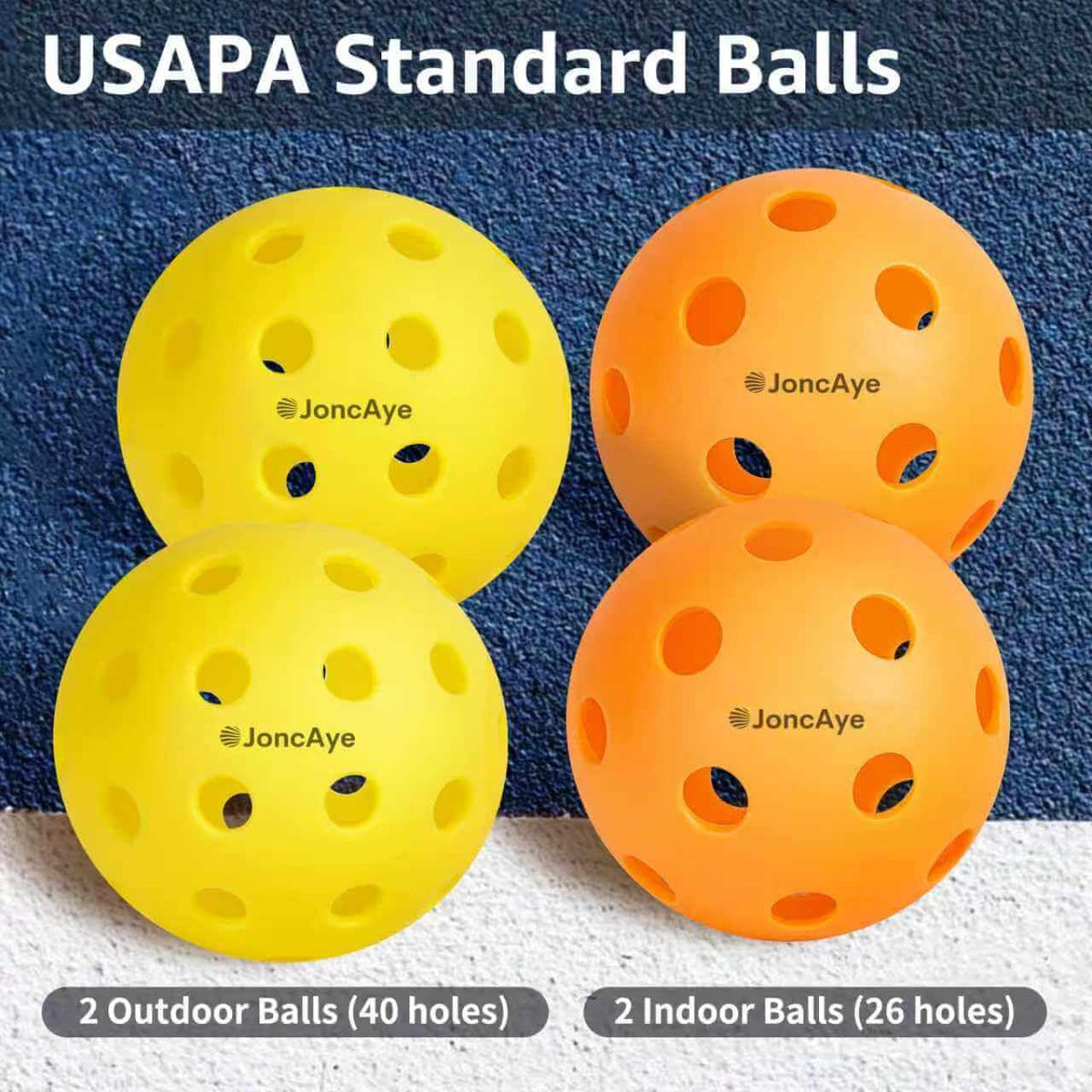 JoncAye Pickleball Paddles Set of 4 Rackets and Balls with Paddle Case, Lead Tape, Ball Bag, Carbon Fiber Pickle-Ball Raquette for Beginner | USAPA Approved Pickleball Equipment with Accessories 🍁 All In One Marketplace Canada