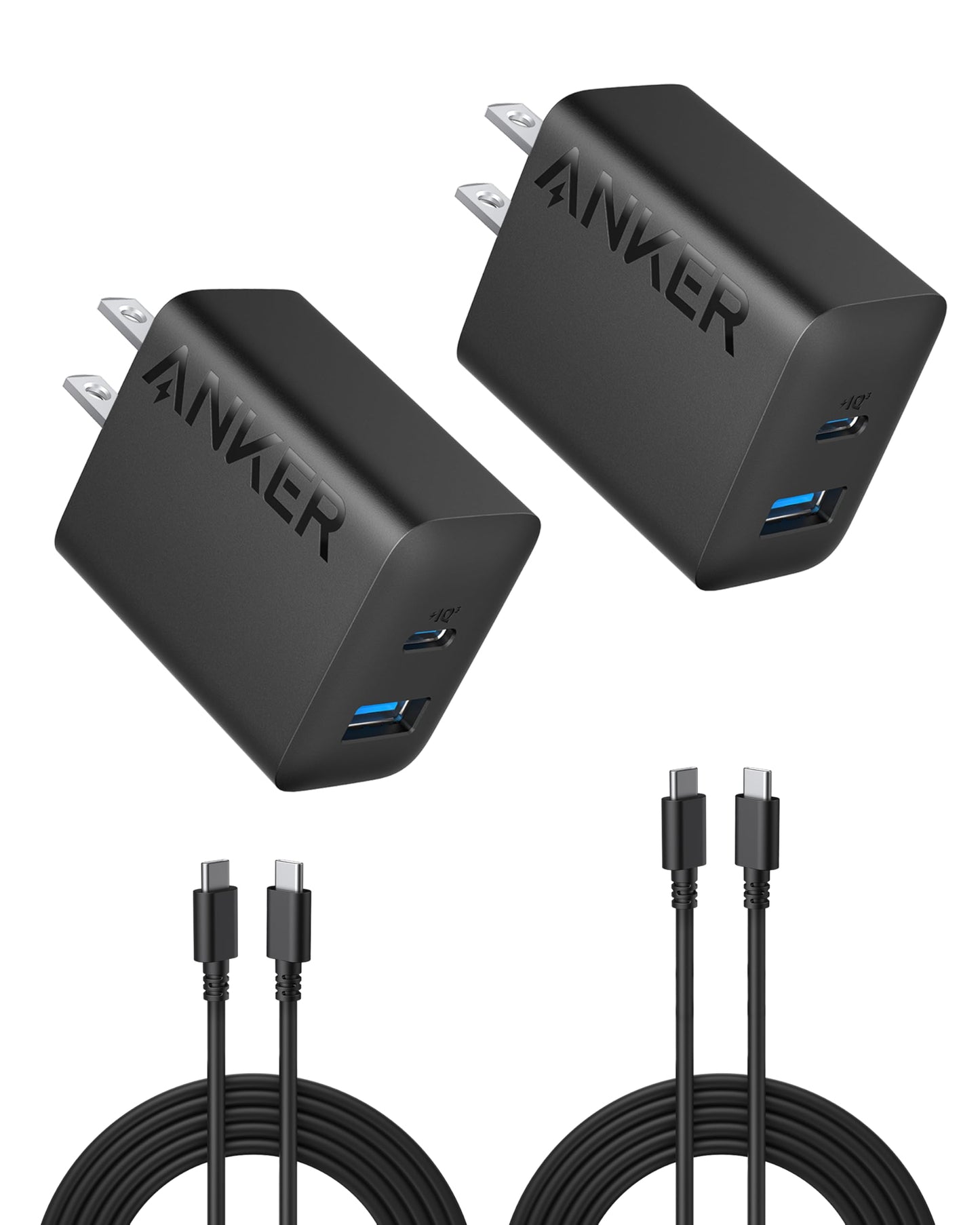 Anker iPhone 17/16 Charger, 2-Pack 20W Fast USB C Charger Block, for iPhone 17/16/16 Pro Max/15 Series/iPad Pro and More (2 Pack & 2 Cable)(Black) 🍁 All In One Marketplace Canada