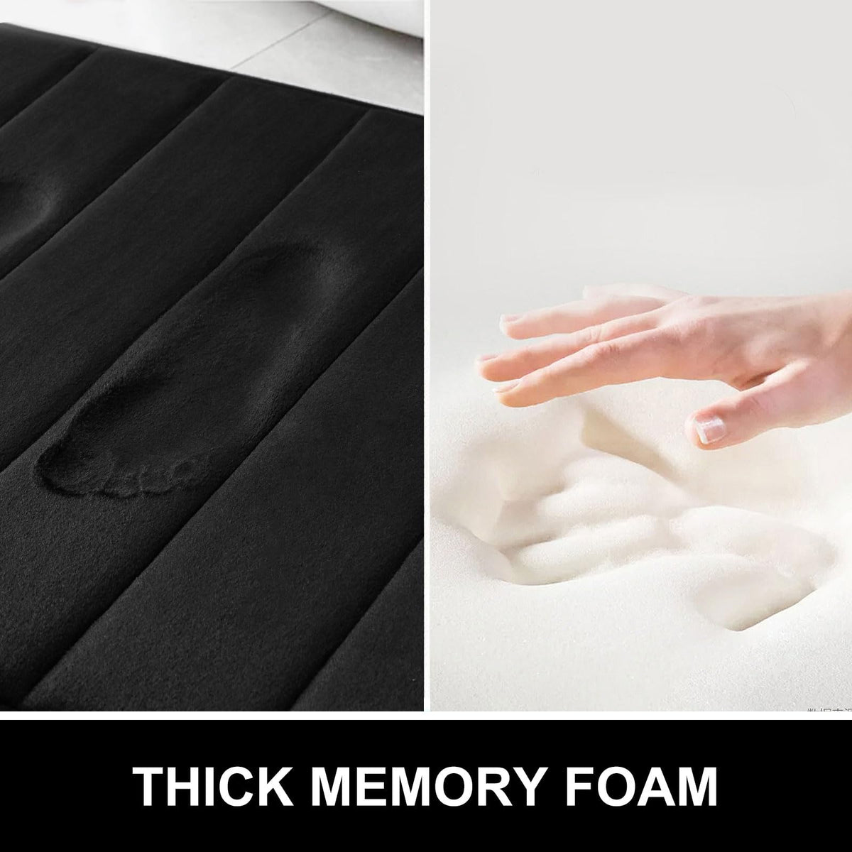 OLANLY Soft Memory Foam Bath Mat, Non-Slip and Super Absorbent Bathroom Mat, Machine Washable Quick Dry Bath Mats for Bathroom, Shower, and Tub, 16" x 24", Black 🍁 All In One Marketplace Canada