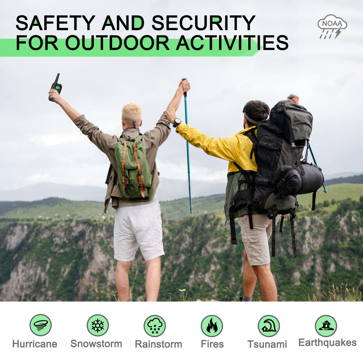 Walkie Talkies Long Range for Adult, MT10 Rechargeable Walkie Talkies FRS Two Way Radio, NOAA, 1200mAh Li-ion Battery USB-C Cable, LED Flashlight, VOX Walkie Talkie for Hiking Camping 2Pack 🍁 All In One Marketplace Canada