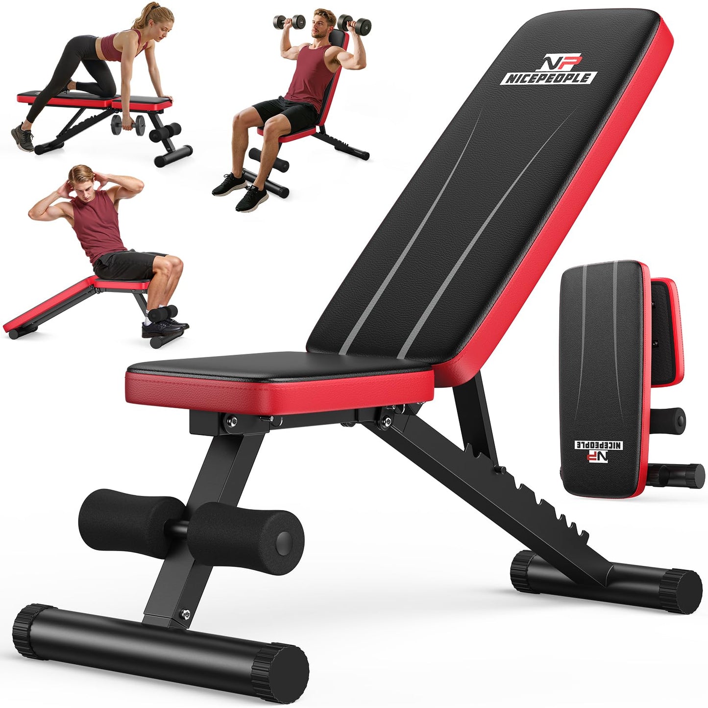 NICEPEOPLE Foldable Basic Weight Bench for Home Gym, Workout Bench with 8 Backrests, 660LBS Weight Capacity Adjustable Bench 🍁 All In One Marketplace Canada