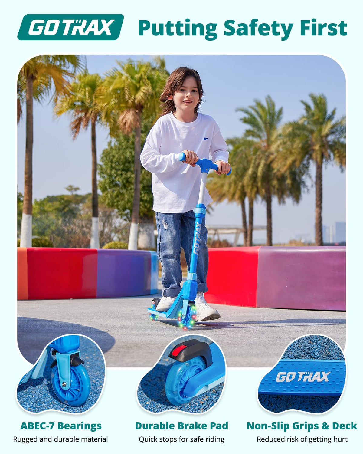 Gotrax K03 Kick Scooter for Kids, 5" LED Lighted Wheels and Adjustable Handlebars, Lightweight Design and Anti-Slip Deck, Max Load 110 Lbs, Kids Scooter for Boys & Girls Ages 3+ 🍁 All In One Marketplace Canada