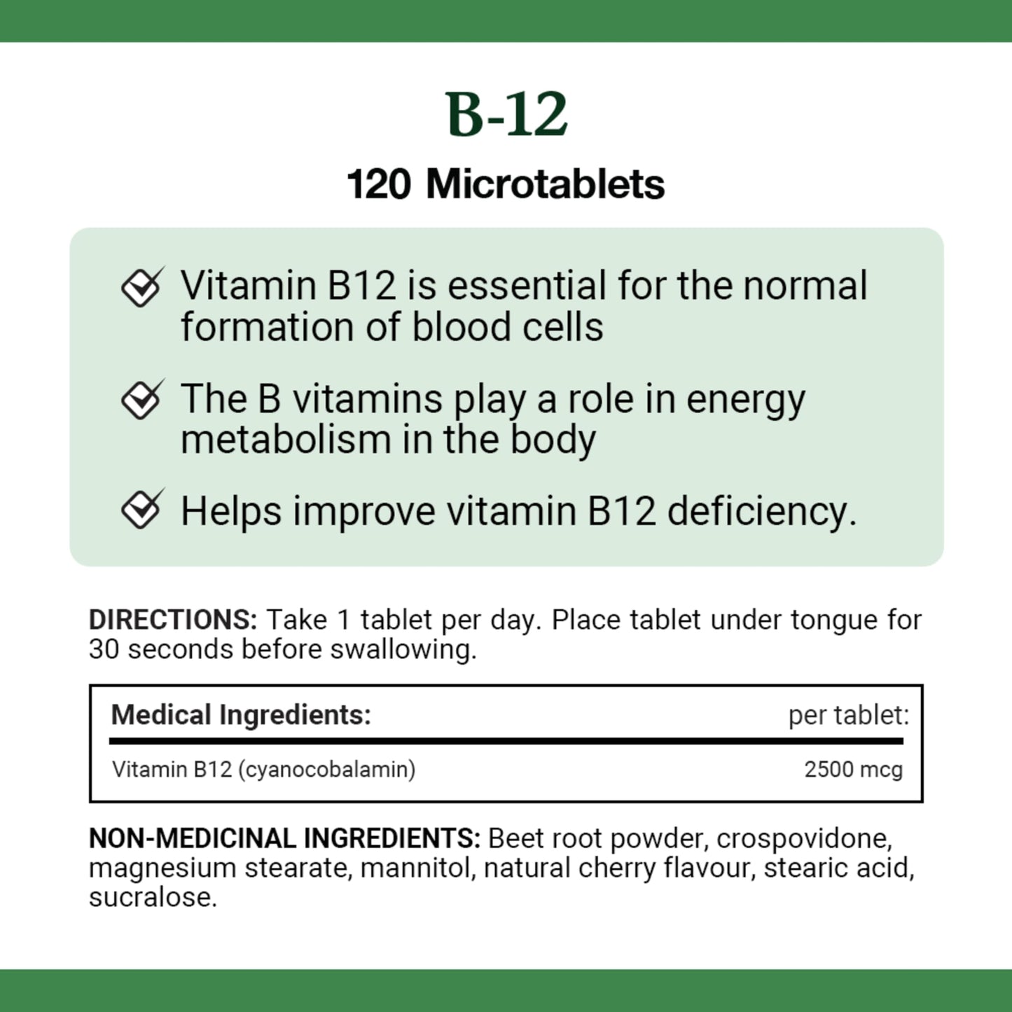 NATURE'S BOUNTY Vitamin B-12 Supplement, 2500 mcg, Quick Dissolve Tablets, Natural Cherry Flavour, Helps In Energy Metabolism, Essential In Normal Formation Of Blood Cells, 120 Tablets, 42 g 🍁 All In One Marketplace Canada