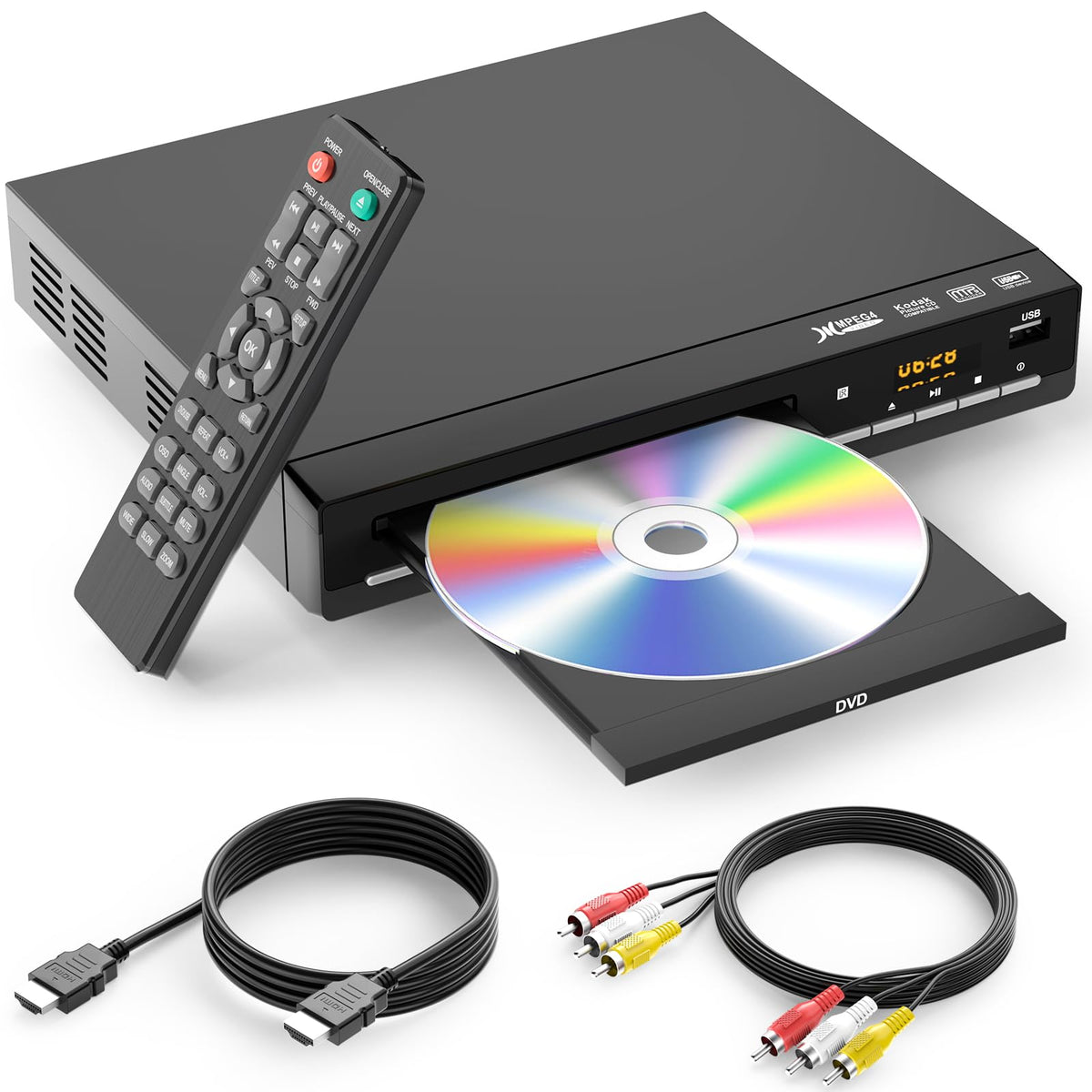 DVD Players for TV with HDMI,Plays All Regions and Formats,CD Player for Home,Support 1080P Video/CD/DVD/VCD/JPEG/USB, Remote, HDMI and RCA Cables Included 🍁 All In One Marketplace Canada