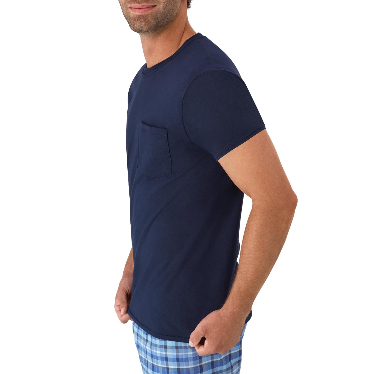 Hanes Men's Pocket Undershirt Pack, Cotton Crew Neck T-Shirt, Moisture Wicking Tee, Assorted 6-Pack, Grey Heather, Black, White, Navy, Blue Heather, Medium 🍁 All In One Marketplace Canada