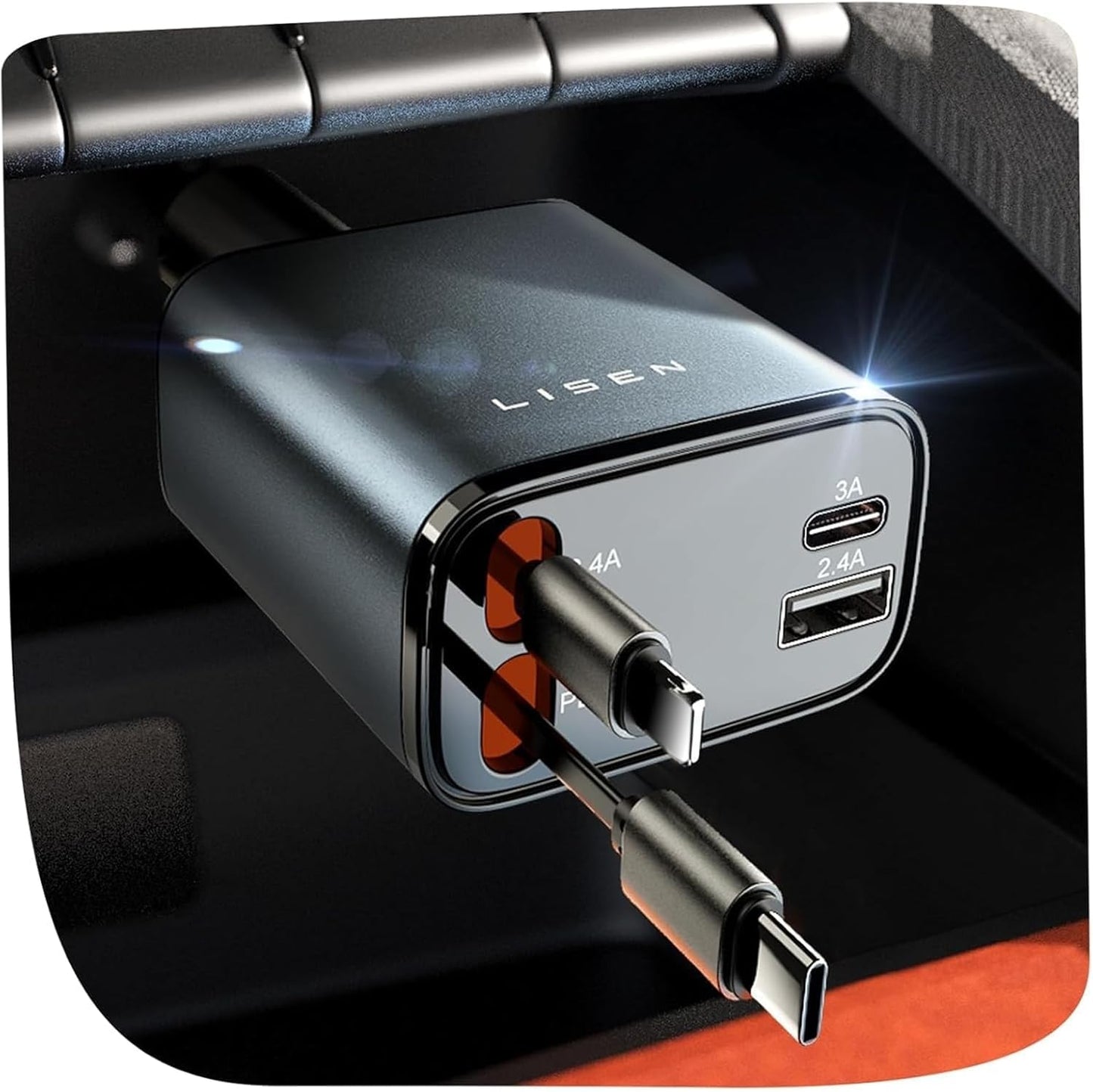 LISEN Retractable Car Charger, for Gifts for Him Her, 84W Cars Adapter USB C Fast Charger for iPhone 17 Pro Max, Car Accessories Gadgets for Men, Anniversary Birthday Gifts for Men Women 🍁 All In One Marketplace Canada