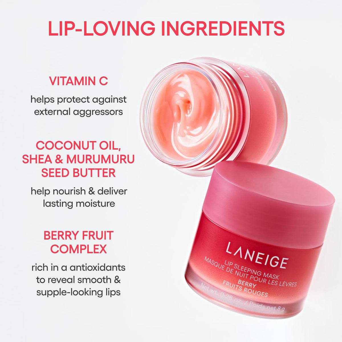 LANEIGE Lip Sleeping Mask Berry: Nourish, Hydrate, Vitamin C, Murumuru & Shea Butter, Antioxidants, Flaky, Dry Lips 🍁 All In One Marketplace Canada