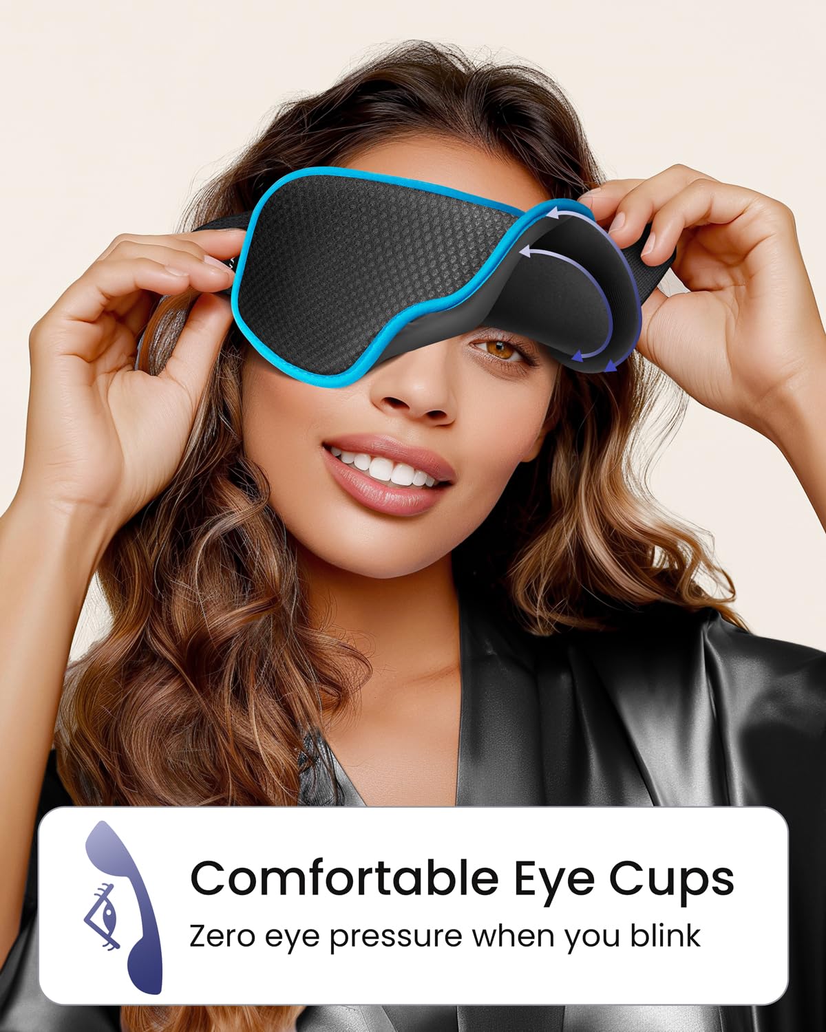 WAOAW Sleep Mask Blackout, Eye Mask for Sleeping - 3D Breathable Soft Comfortable， Adjustable Light Blocking Night Sleeping Mask（Blue） 🍁 All In One Marketplace Canada