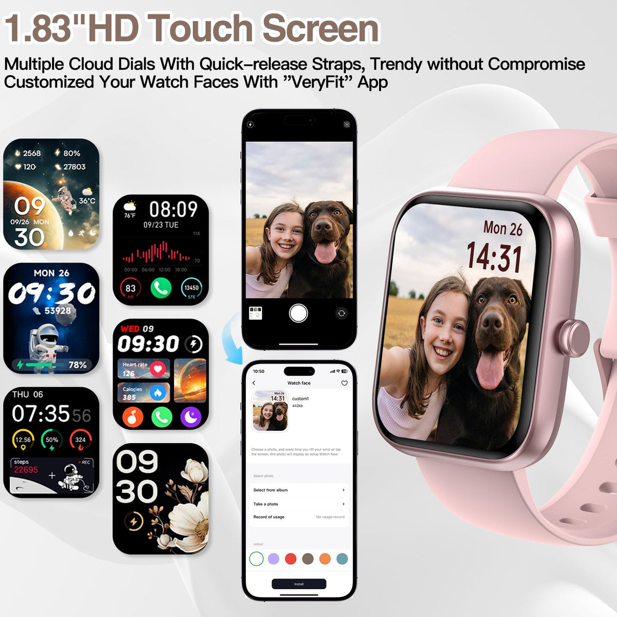 Smart Watch for Men Women with Bluetooth Call,Alexa Built-in Smartwatch,1.83"DIY Dial Fitness Watch with Sleep Heart Rate SpO2 Monitor,100+ Sport Mode,IP68 Waterproof Watch Compatible with Android iOS 🍁 All In One Marketplace Canada