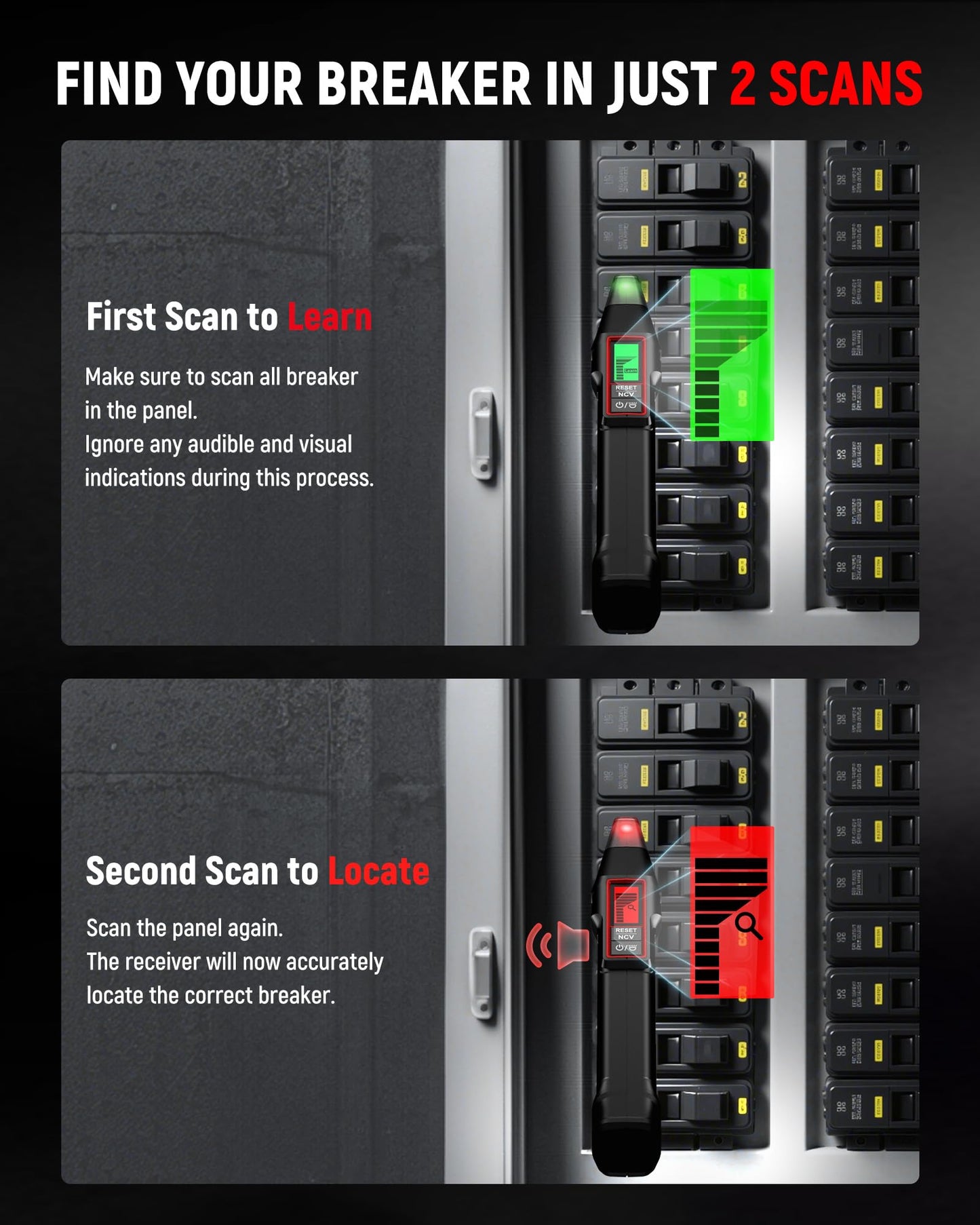 KAIWEETS Circuit Breaker Finder with LCD Display, GFCI Outlet Tester, Electrical Circuit Tracer Tool with NCV Test & Flashlight, Includes Carrying Case and Adapters- KT301P 🍁 All In One Marketplace Canada