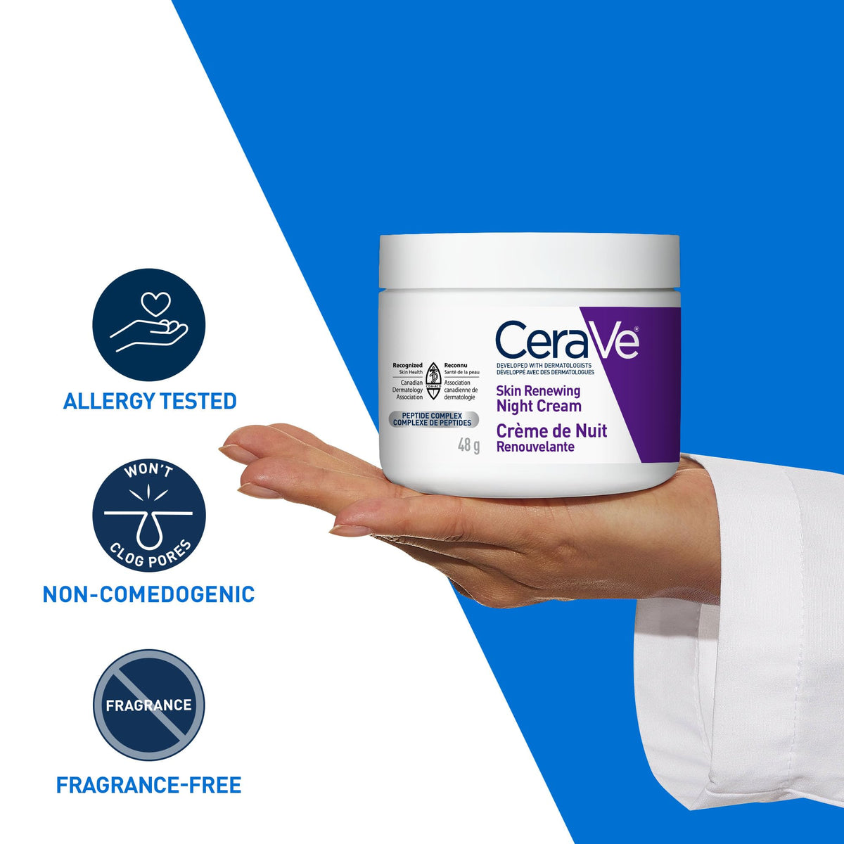 CeraVe Night Cream for Face, Skin Renewing Moisturizer for Men & Women With Hyaluronic Acid, Niacinamide, Bio Peptides & Ceramides. Fragrance Free, Non-comedogenic, Suitable for Sensitive Skin 🍁 All In One Marketplace Canada