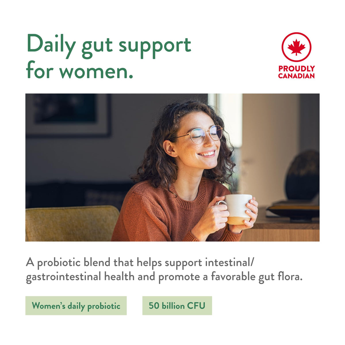 Genuine Health Advanced Gut Health Probiotic Women's Daily 50 Billion CFU - Healthy Digestion & Gut Flora Support - Women’s Probiotic - Vegan, Gluten-Free & Non-GMO - 30 Capsules (30 Servings) 🍁 All In One Marketplace Canada