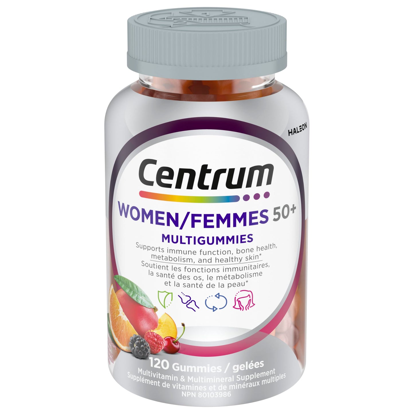 Centrum Women 50 Plus MultiGummies, Multivitamins/Minerals Gummies for Women 50+, Cherry, Berry, and Orange Flavours, 120 Gummies (Packaging May Vary) 🍁 All In One Marketplace Canada
