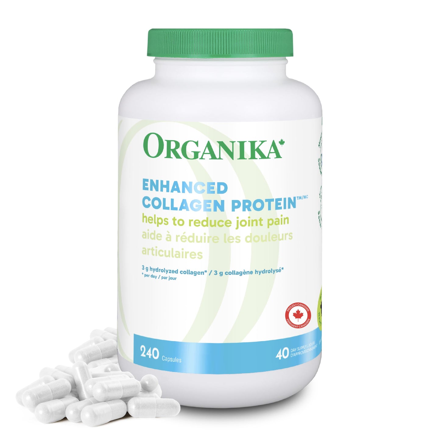 Organika Enhanced Collagen Protein Capsules - For Healthy Hair, Skin, Nails, Joints - Hydrolyzed For Better Absorption – Grass-Fed, Non-GMO - 240 Capsules 🍁 All In One Marketplace Canada