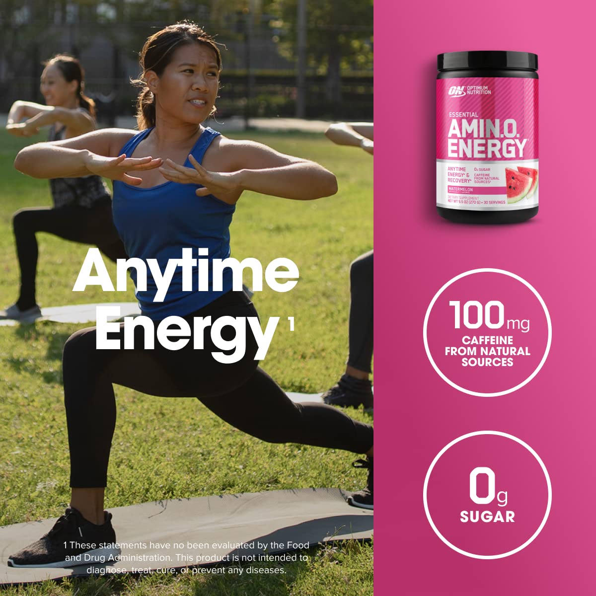 Optimum Nutrition Amino Energy Powder: Pre- workout & Anytime energy with Green tea, Green coffee extract + BCAA's - Watermelon: 30 servings [270g] (packaging may vary) 🍁 All In One Marketplace Canada