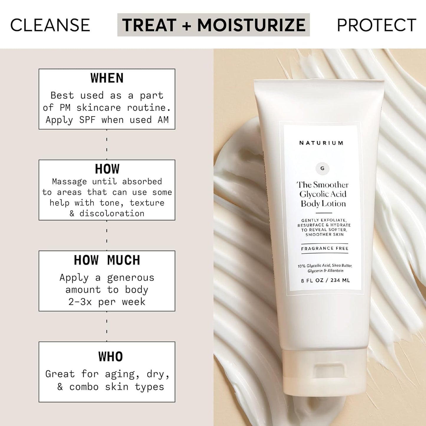 Naturium The Smoother Glycolic Body Lotion | Moisturizing & Exfoliating Cream, With AHA, For Rough and Dry Skin | 8 FL OZ / 234 ml 🍁 All In One Marketplace Canada