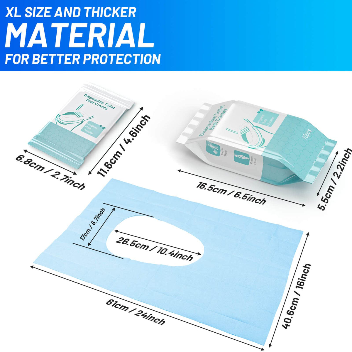 50 Pack Toilet Seat Covers Disposable - Waterproof 16x24 Inch Extra Large Individually Wrapped Toilet Seat Shields Travel Accessories for Adults Kids 🍁 All In One Marketplace Canada