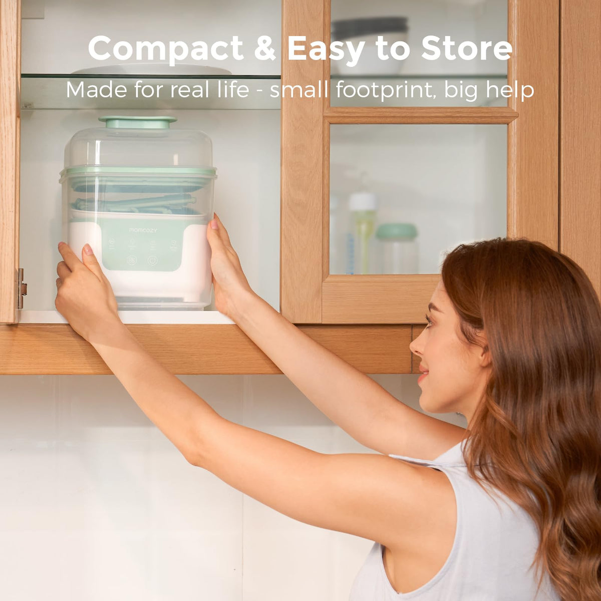 Momcozy Bottle Sterilizer and Dryer, Modular Nesting Space Saving Design, 6 Bottles Capacity, 4 in 1 Compact Sterilizer for Baby Bottles, Breast Pump Parts & Newborn Essentials, Drying Rack Included 🍁 All In One Marketplace Canada