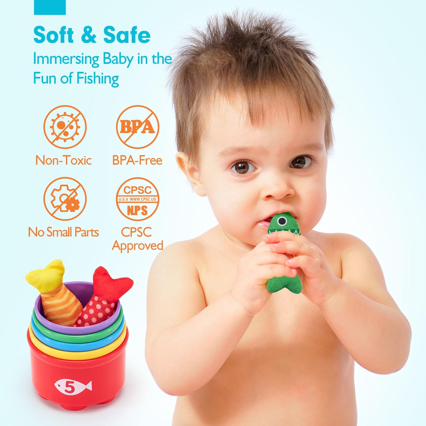 hahaland Montessori Toys for 1 Year Old - Toddler Toys for 1 2 Year Old Boys Girls Toy, Montessori Educational Baby Toy 6-12-18 Months, 10 in 1 Fishing Game with Baby Stacking Cups 🍁 All In One Marketplace Canada