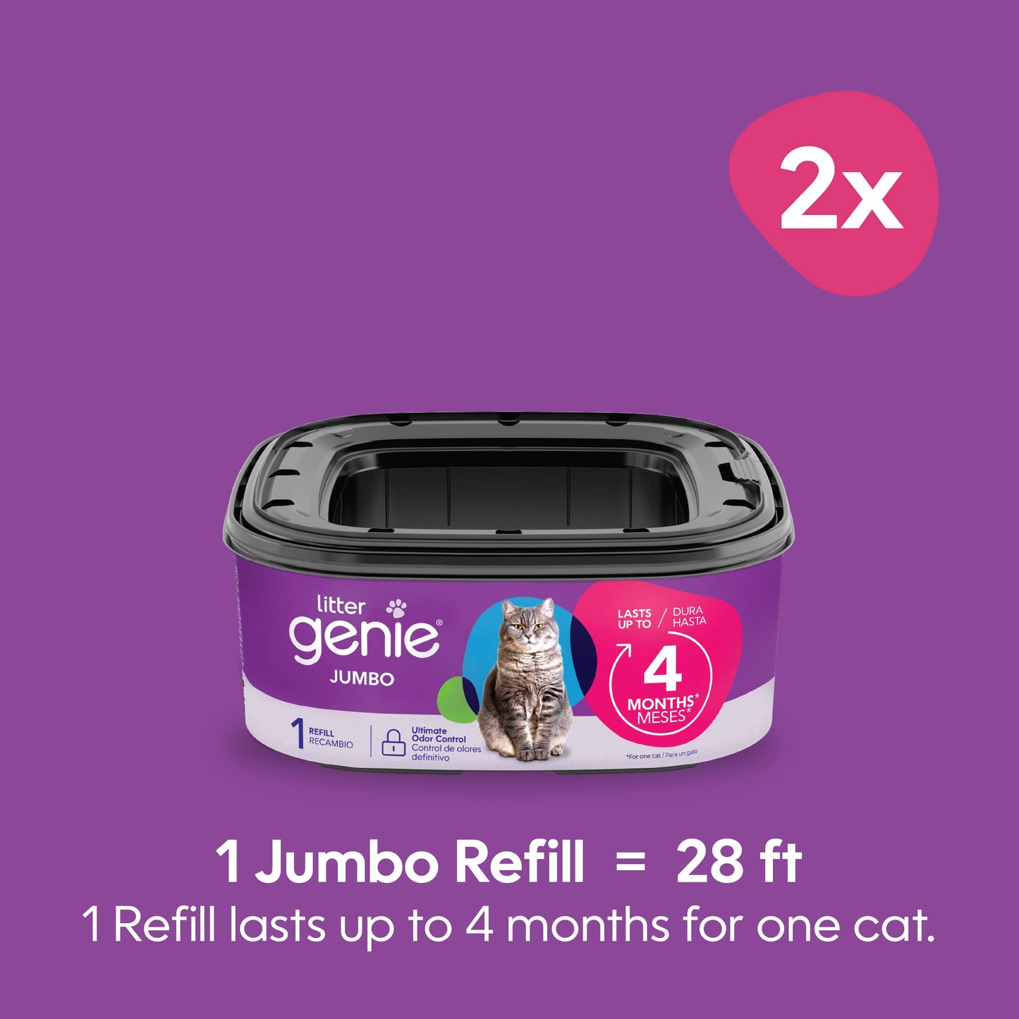 Litter Genie Refill Bags | Jumbo 2-Pack | Up to 8 months of supply in 2 cartridges | Ultimate Odor Control Cat Litter Bags 🍁 All In One Marketplace Canada