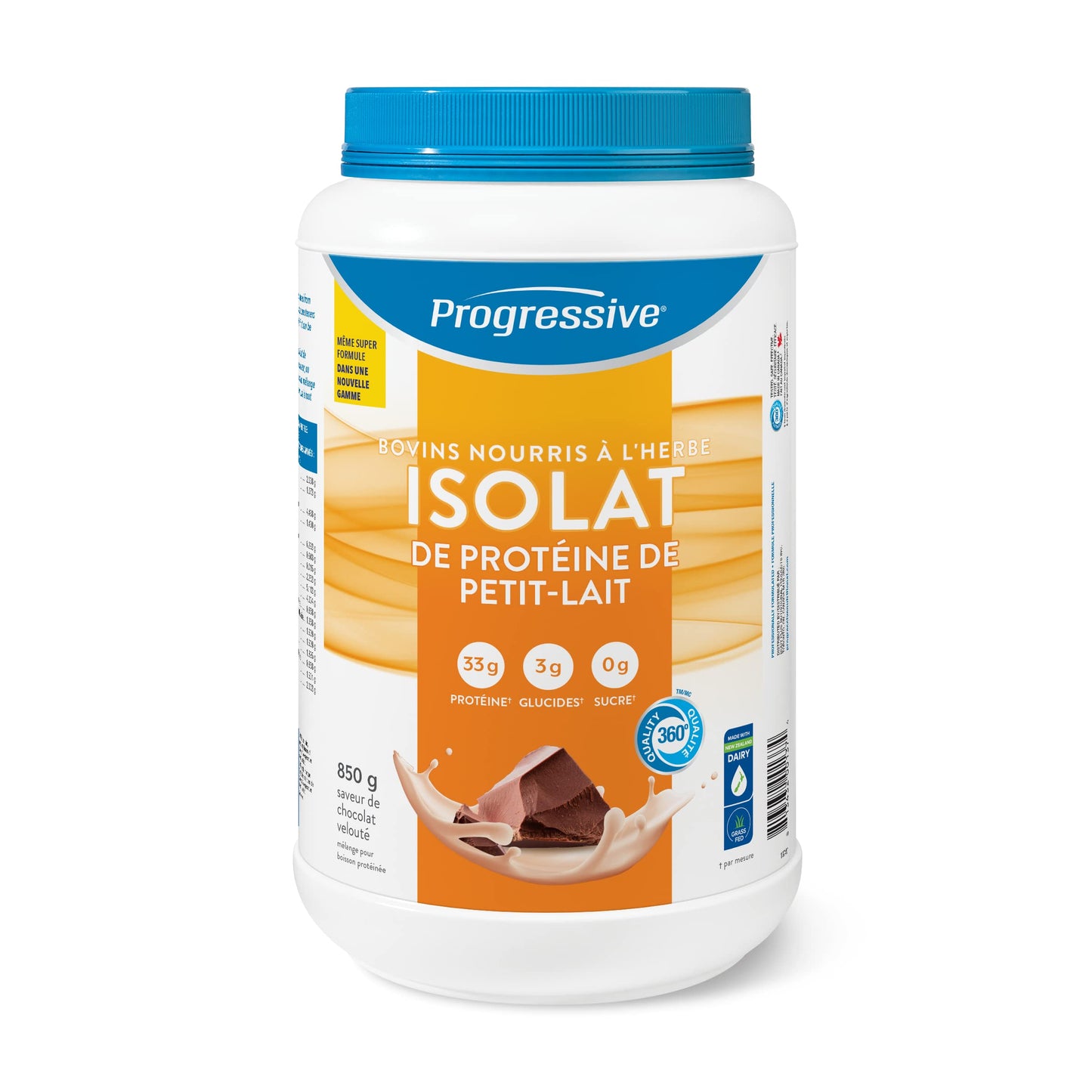 Progressive Grass-Fed 100% Whey Isolate Powder Chocolate Velvet, with 33g of New Zealand Whey Concentrate per Scoop for Muscle Gain and Recovery, Pasture-Raised, Non-GMO, Antibiotic-Free, and Hormone-Free, 850g 🍁 All In One Marketplace Canada