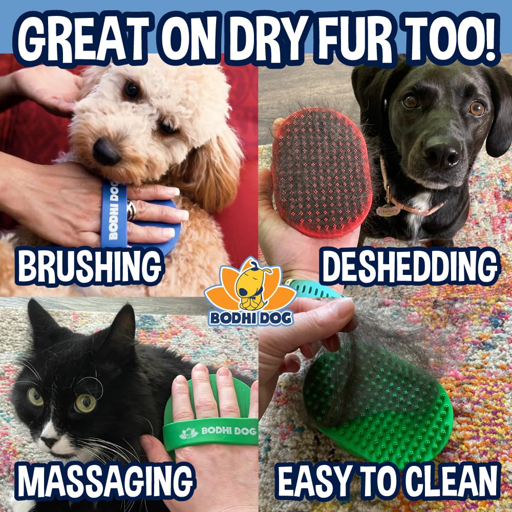 Bodhi Dog Bath Brush | De shedding Dog Brush | Hair Removing for Long Hair Dog Brush | Dog Brush for Short Haired Dogs | Dog Accessories Rubber Curry Brush | Dog Shampoo Brush 🍁 All In One Marketplace Canada
