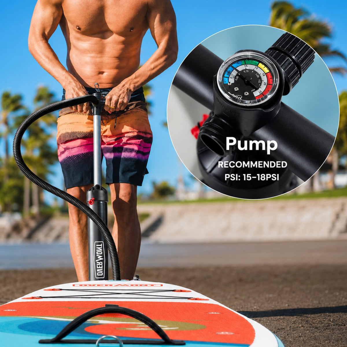 Overmont Inflatable Paddle Board 10'7" x 33" x 6", Extra Wide SUP for Adults & Beginners, 350 lb Stand Up Paddle Board with Adjustable Paddle, Pump, 3 Fins, Leash, Backpack & Repair Kit 🍁 All In One Marketplace Canada