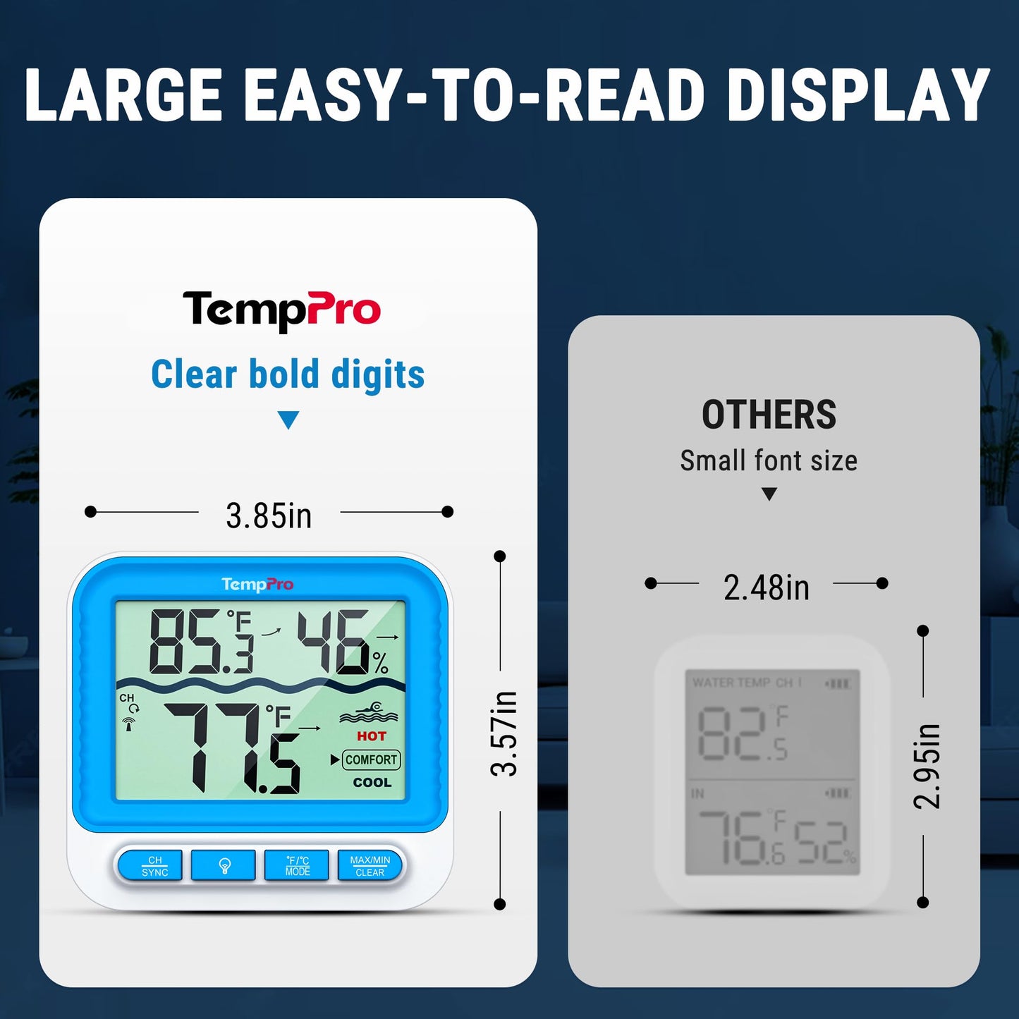 TempPro Waterproof Wireless Pool Thermometer Easy Read, Digital Pool Thermometer Floating for Swimming Pool, Hot Tub, Cold Plunge, Pond, Upgraded IPX8 Water Temperature Monitor (Previously ThermoPro) 🍁 All In One Marketplace Canada