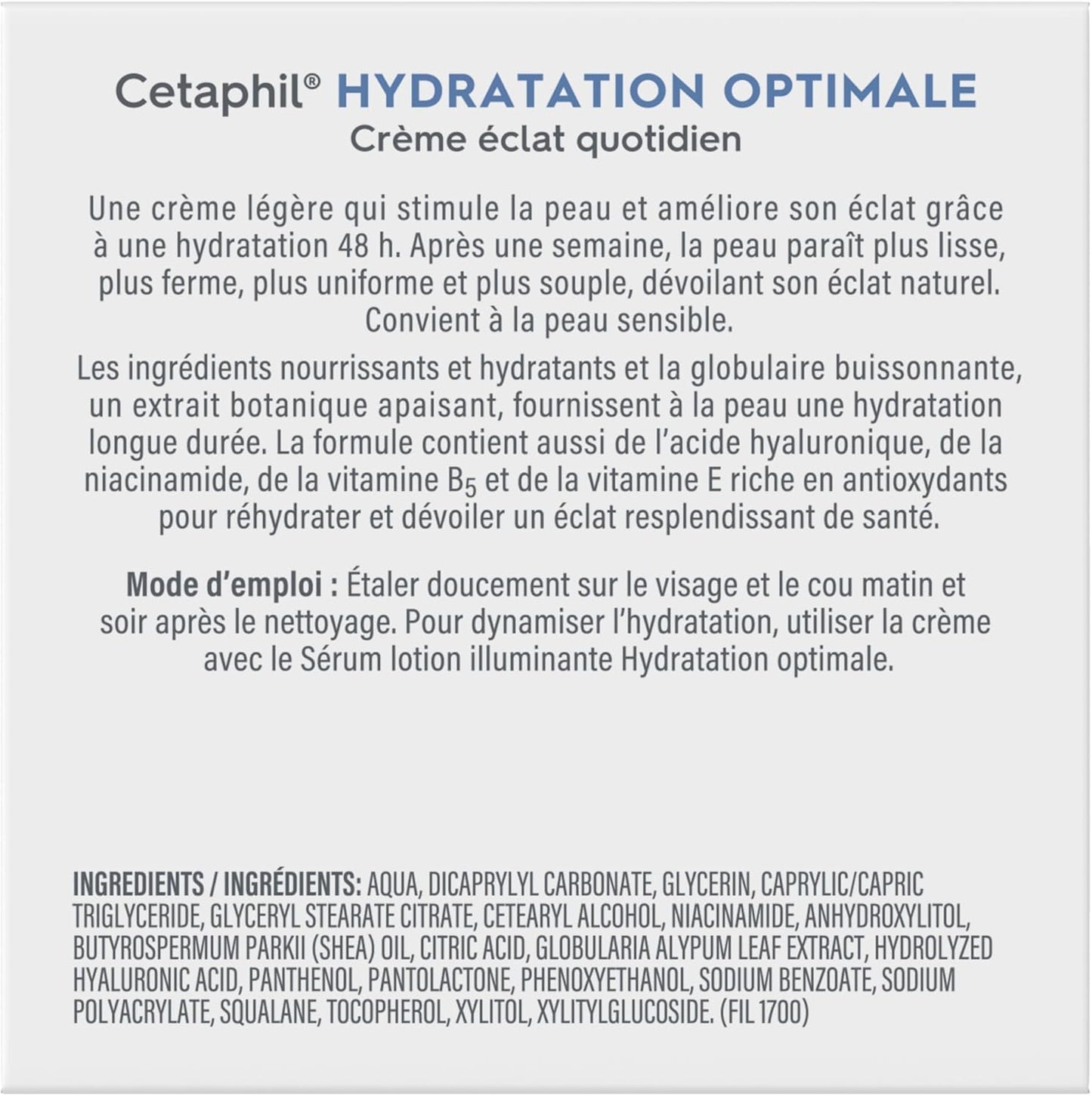Cetaphil Optimal Hydration Daily Glow Face Cream for Women, 48Hr Hydration with Hyaluronic Acid & Niacinamide, Face Moisturizer for Sensitive Dehydrated Skin, Dermatologist Recommended, 48g 🍁 All In One Marketplace Canada