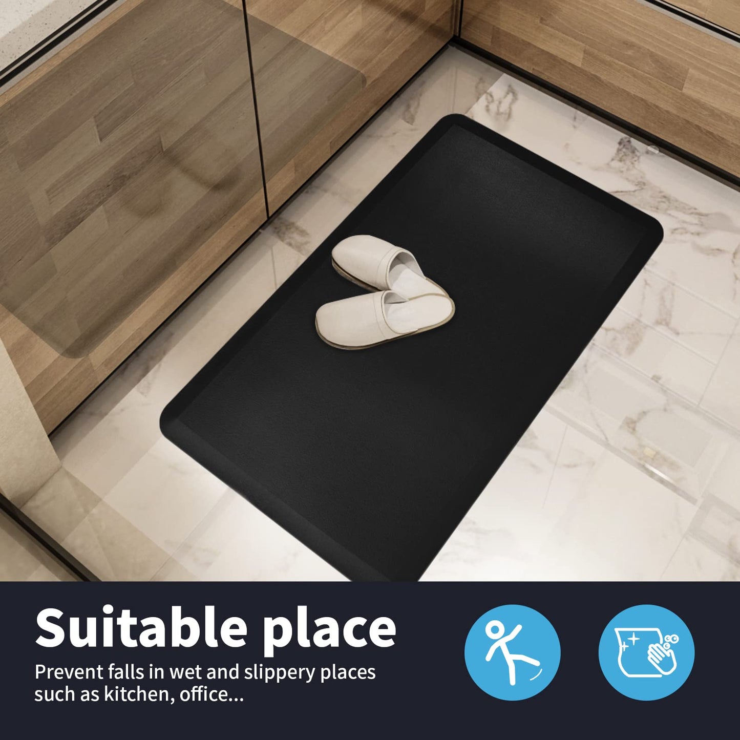 Art3d Anti Fatigue Mat - 1/2 Inch Cushioned Kitchen Mat - Non Slip Foam Comfort Cushion for Standing Desk, Office or Garage Floor (17.3"x28", Black) 🍁 All In One Marketplace Canada